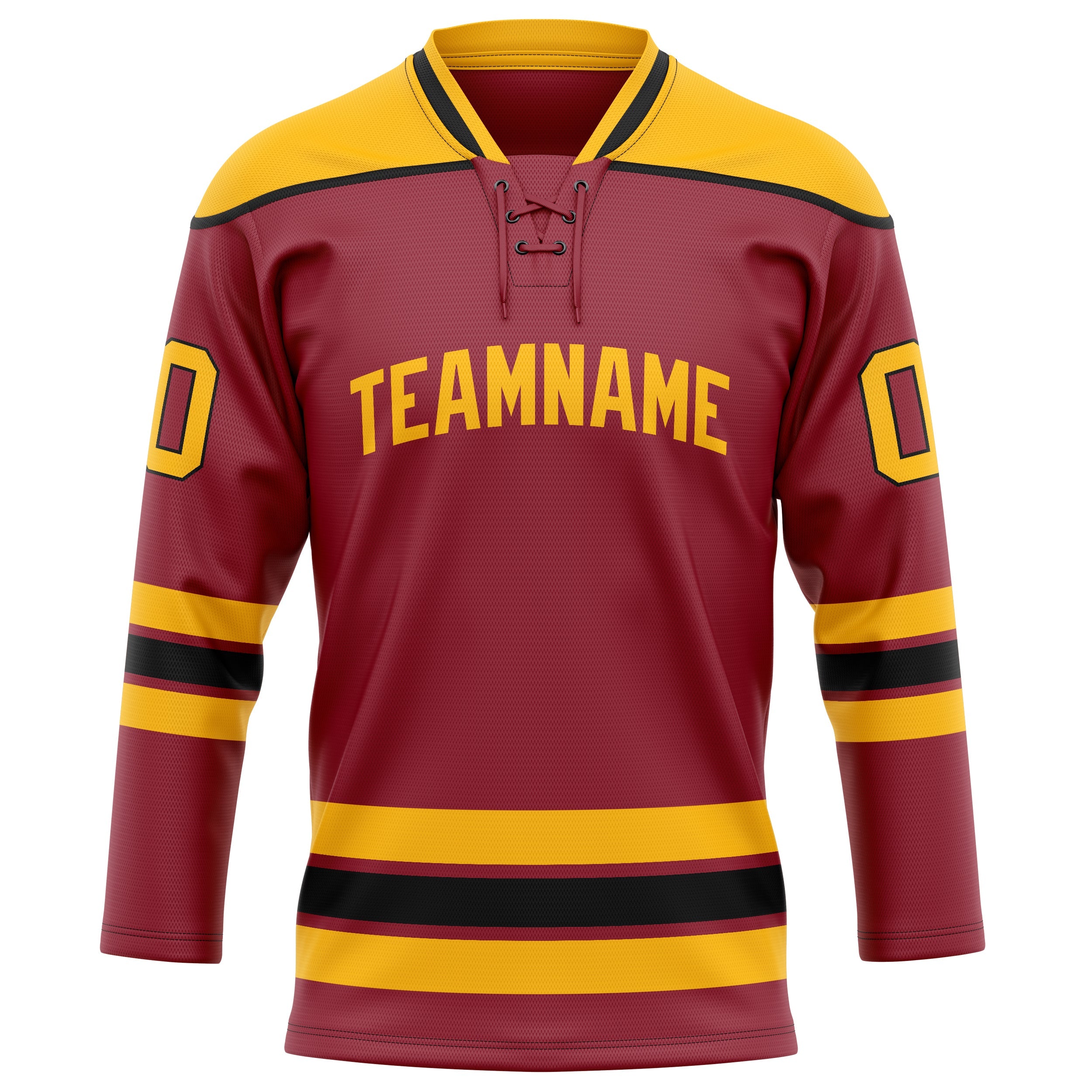 Custom Maroon Gold Solid Colour Hockey Jersey