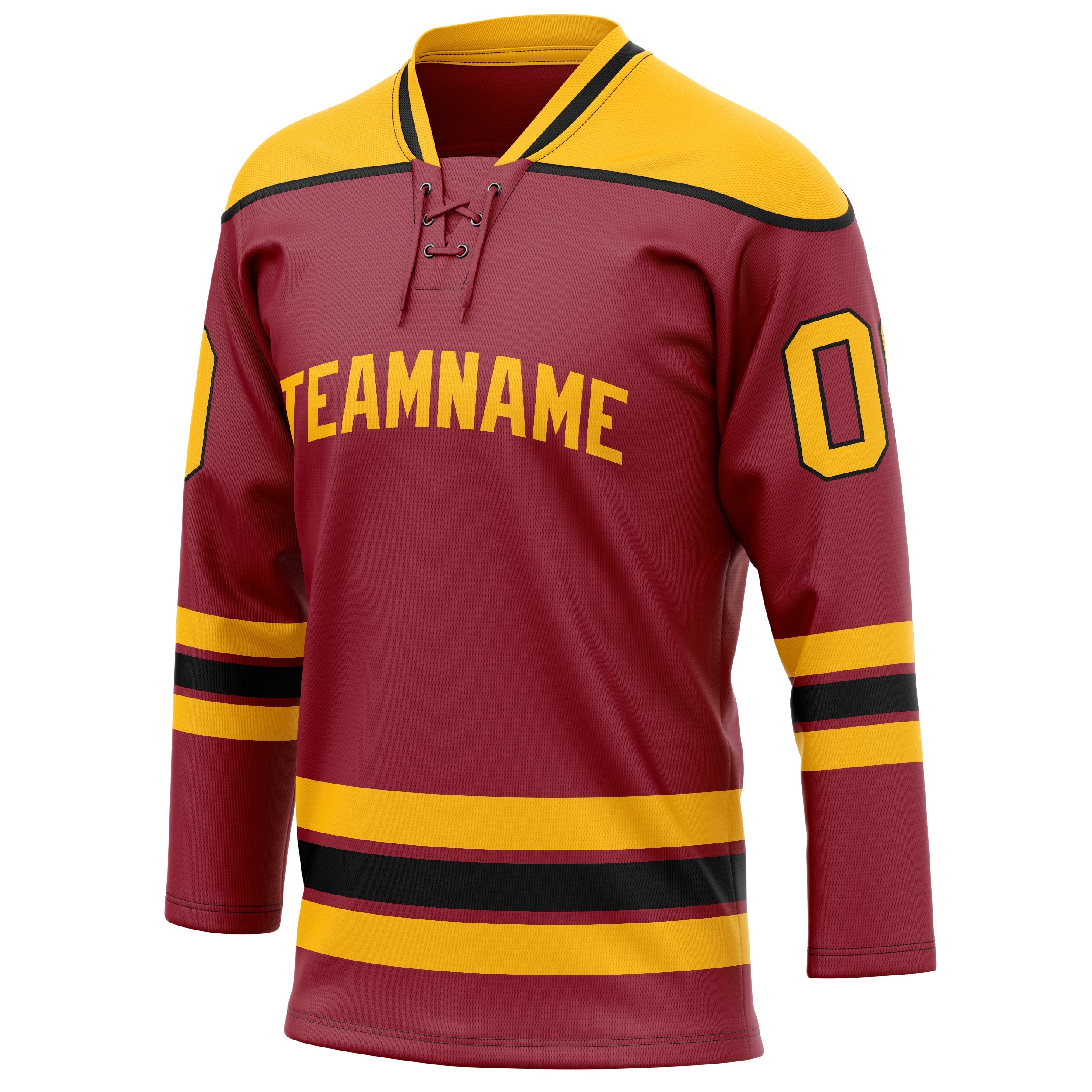 Custom Maroon Gold Solid Colour Hockey Jersey