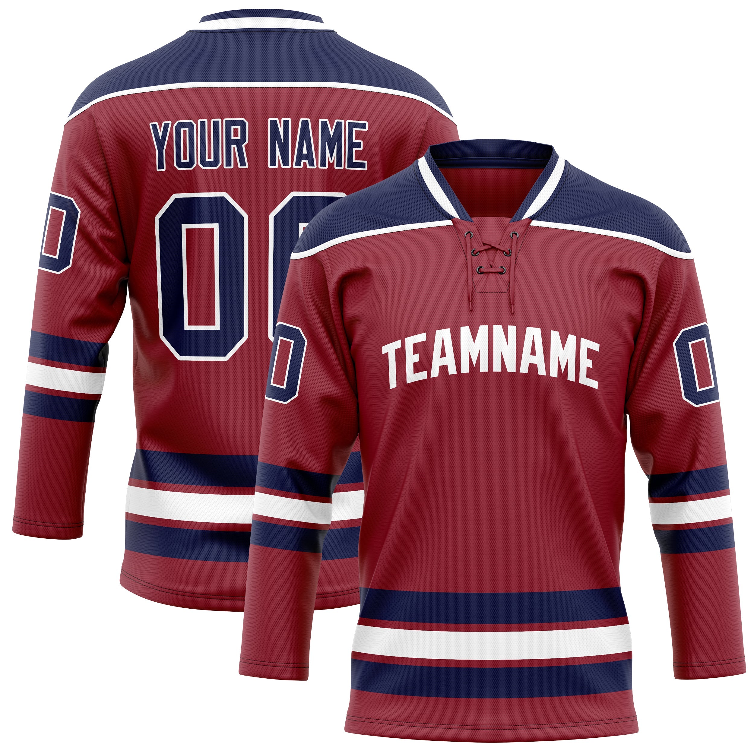 Custom Maroon Navy Solid Colour Hockey Jersey