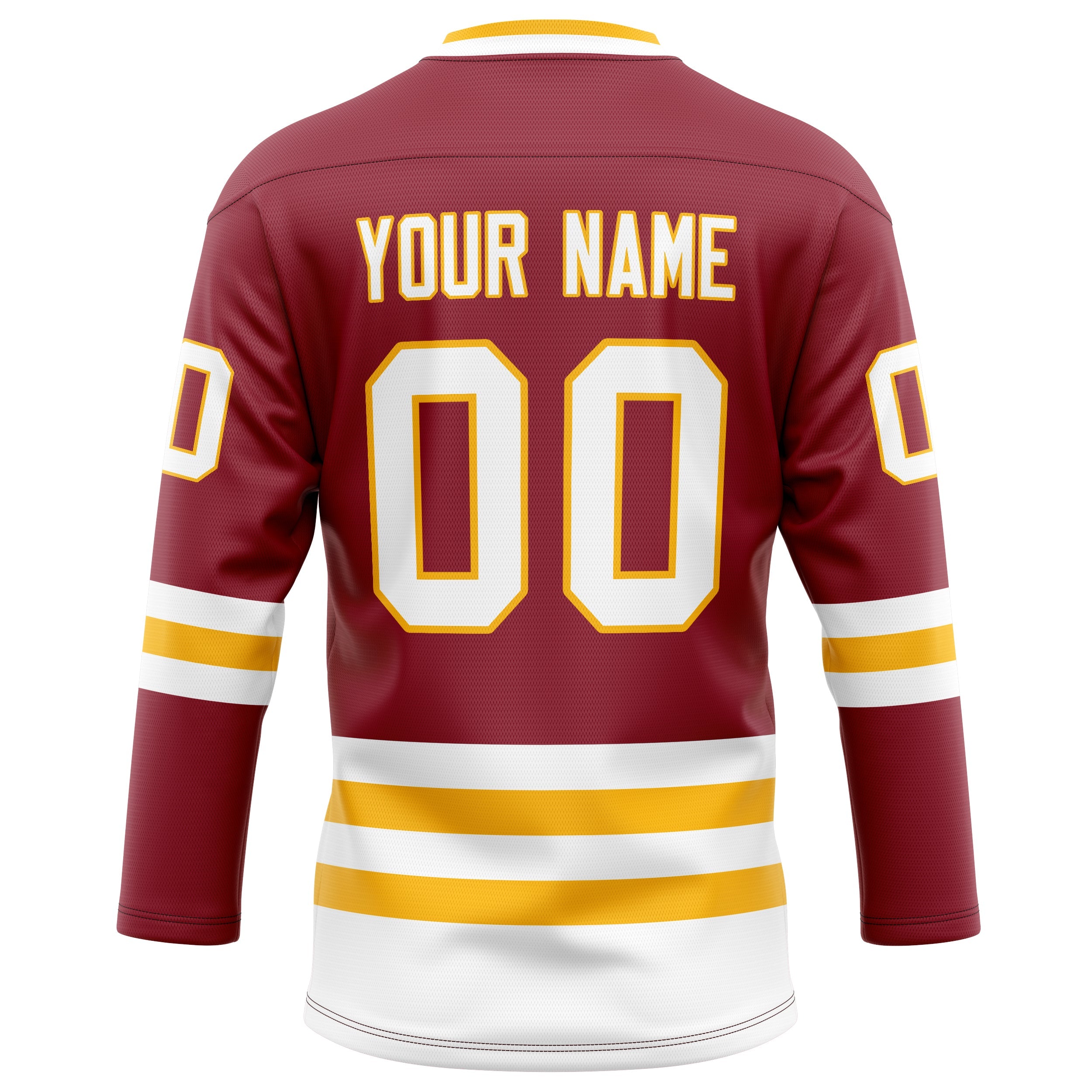 Custom Maroon Gold Solid Colour Hockey Jersey