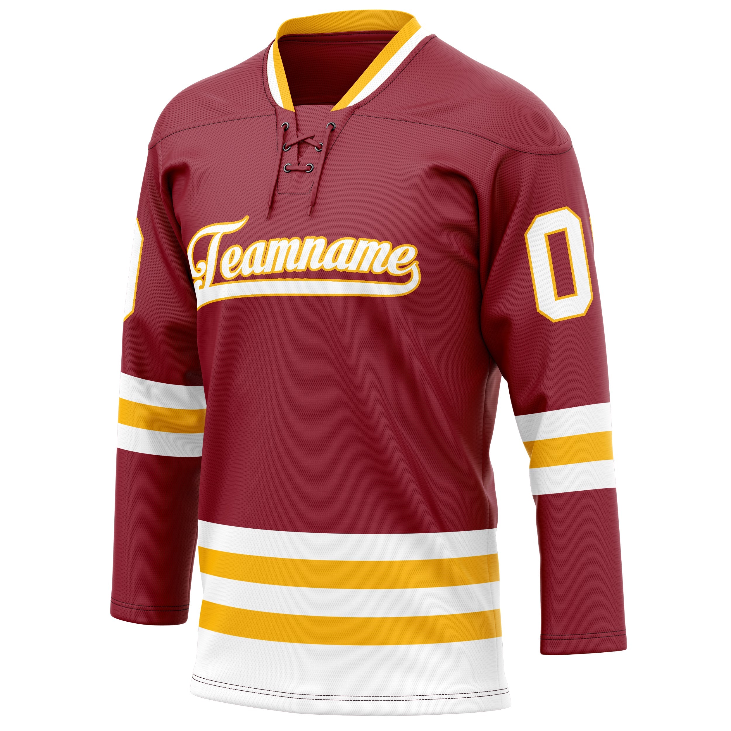 Custom Maroon Gold Solid Colour Hockey Jersey