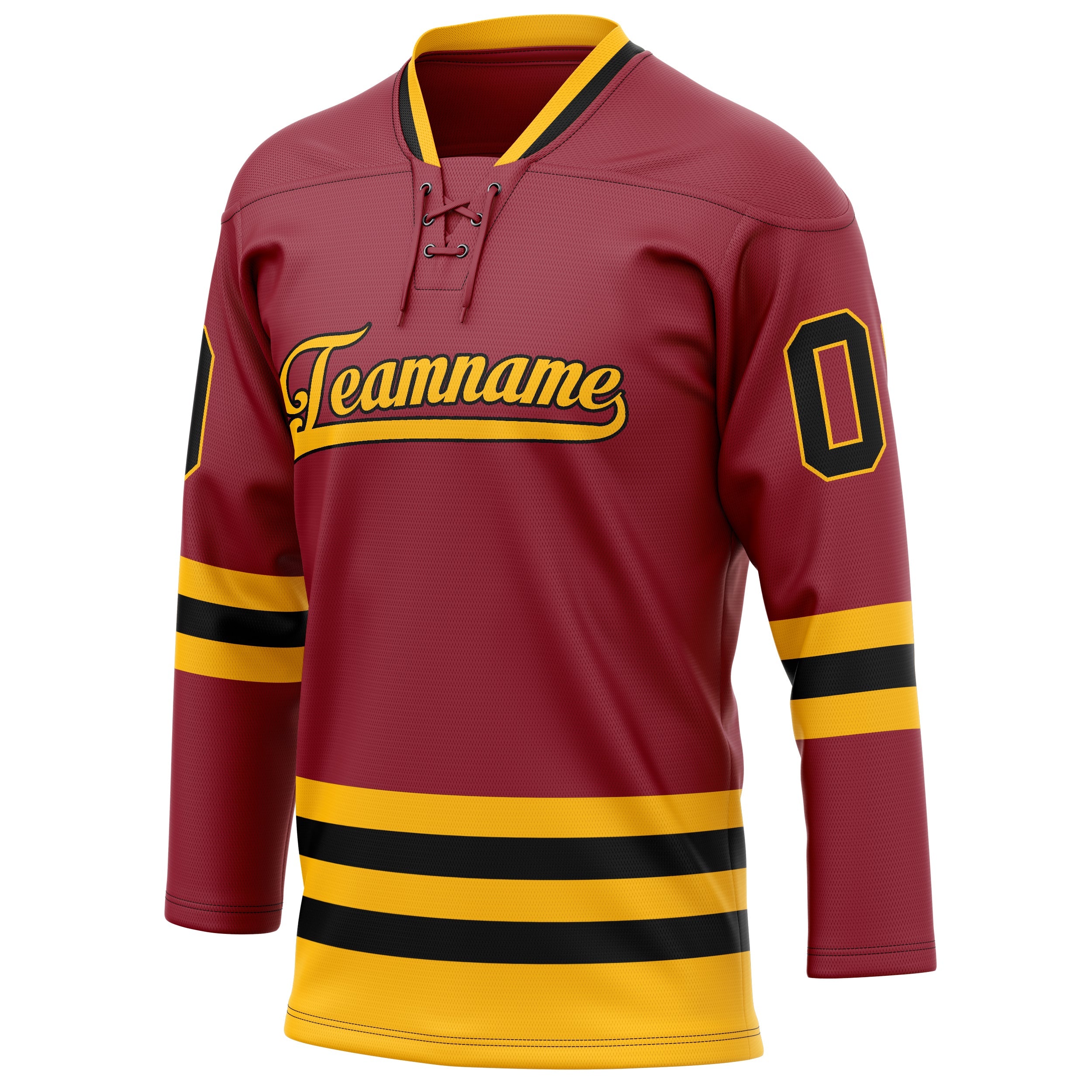 Custom Maroon Gold Solid Colour Hockey Jersey