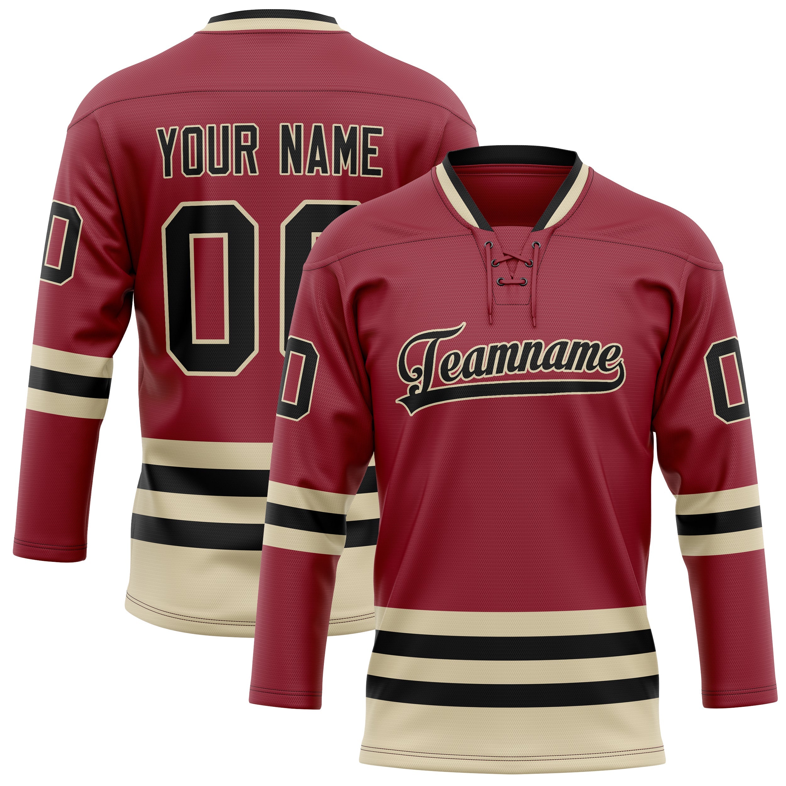 Custom Maroon Cream Solid Colour Hockey Jersey