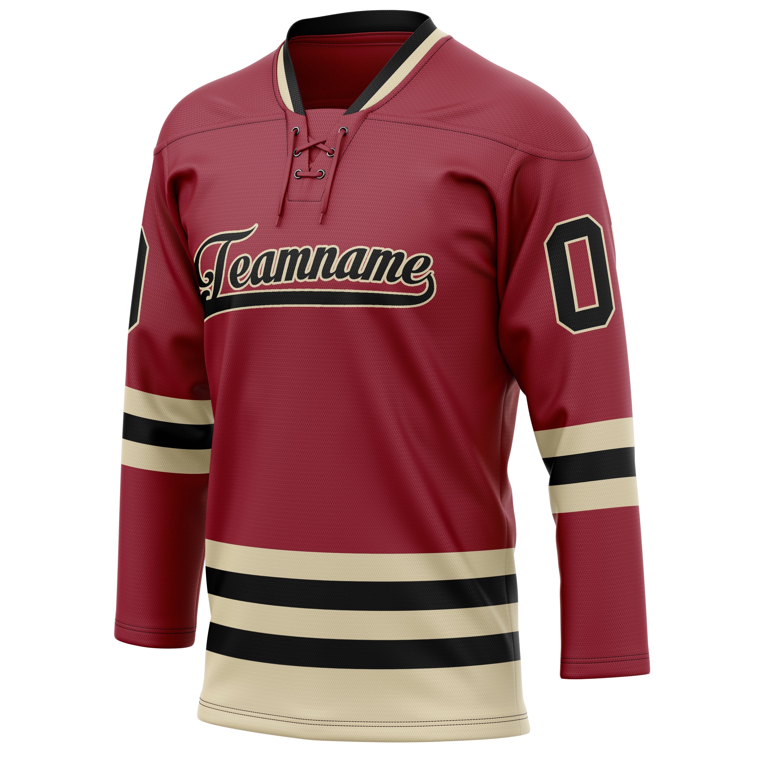 Custom Maroon Cream Solid Colour Hockey Jersey