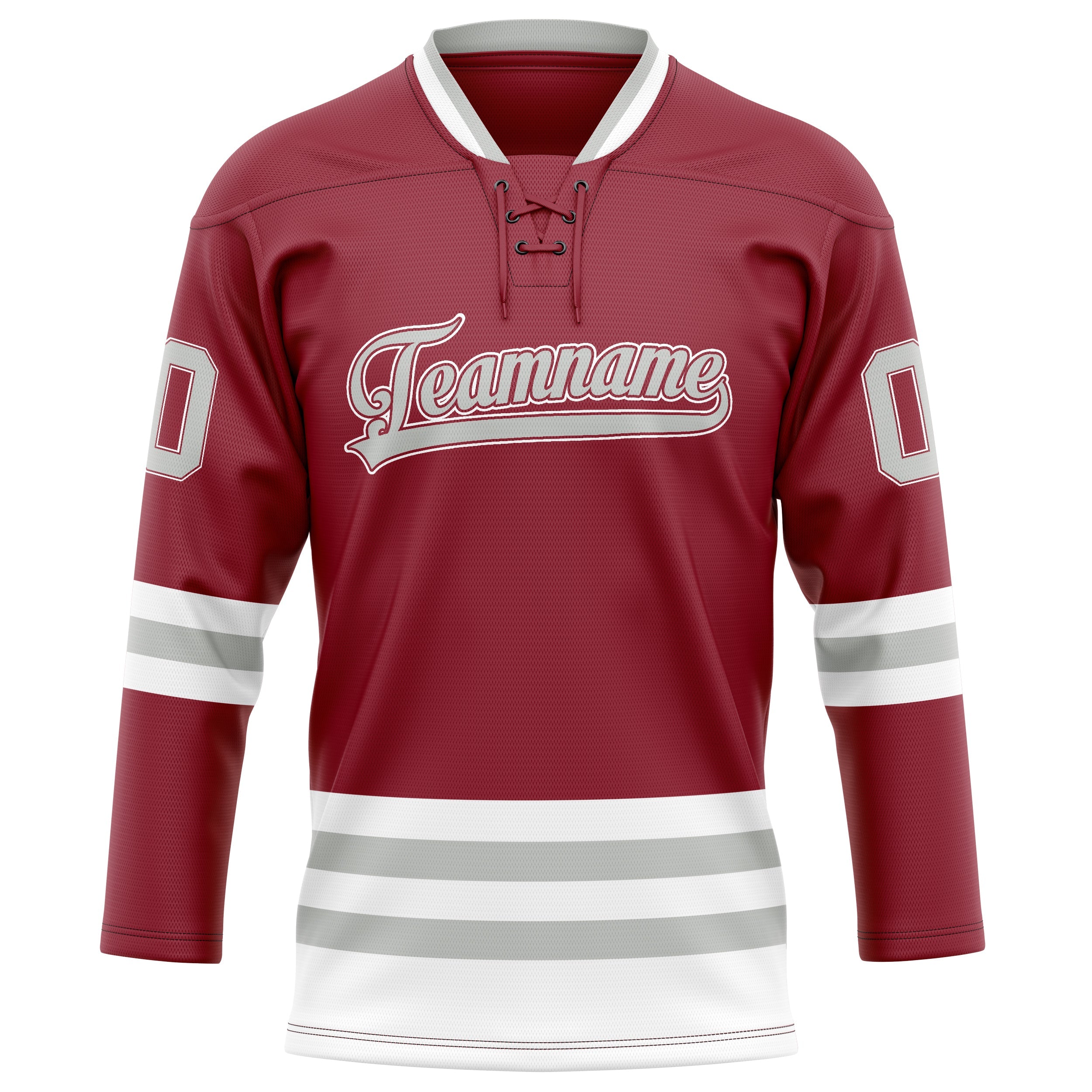Custom Maroon Gray Solid Colour Hockey Jersey