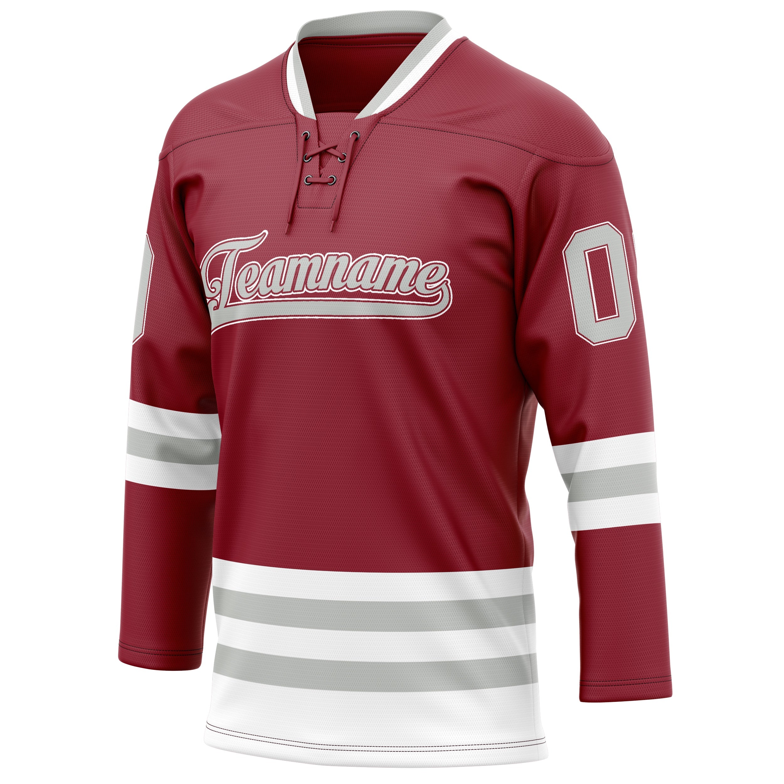 Custom Maroon Gray Solid Colour Hockey Jersey