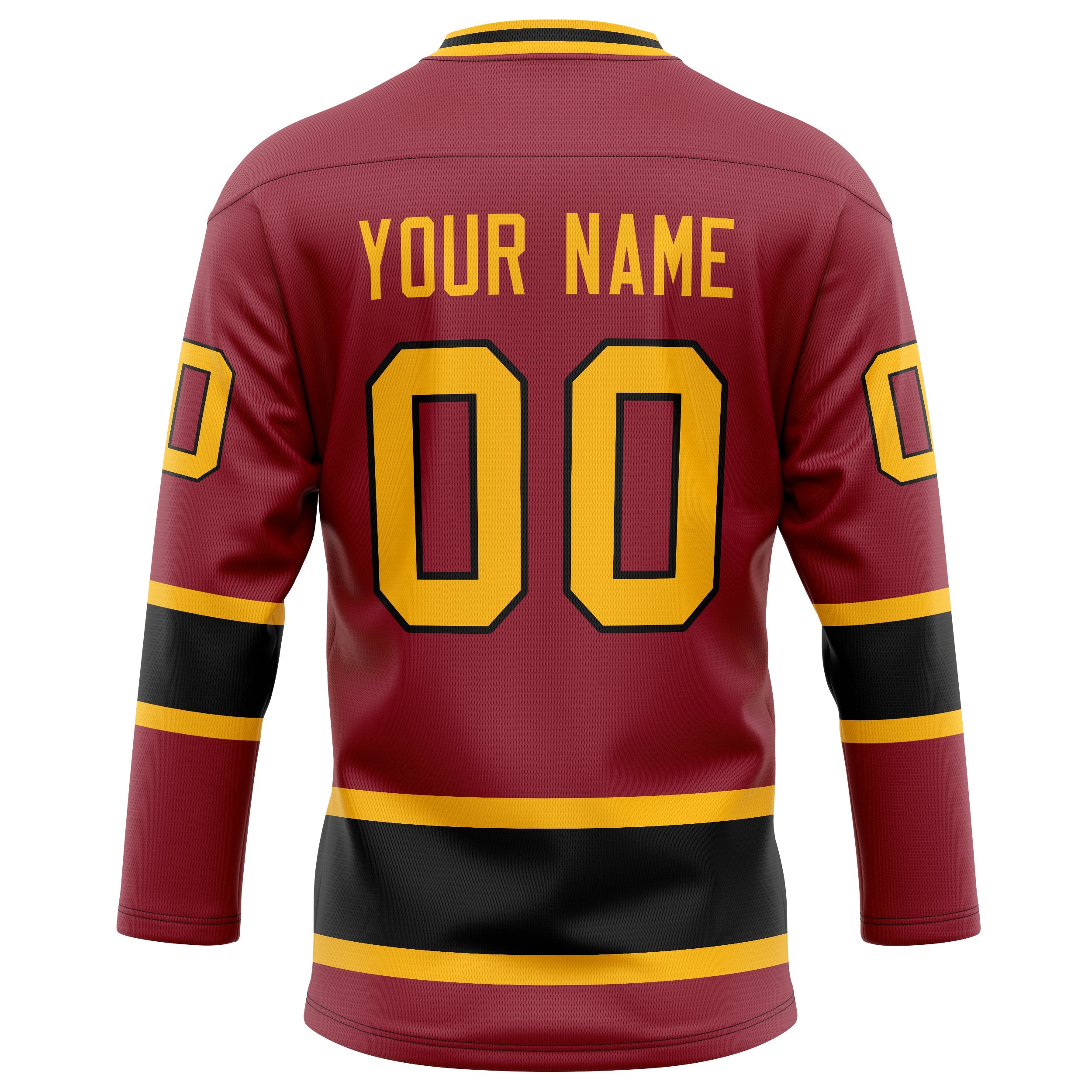 Custom Maroon Gold Solid Colour Hockey Jersey