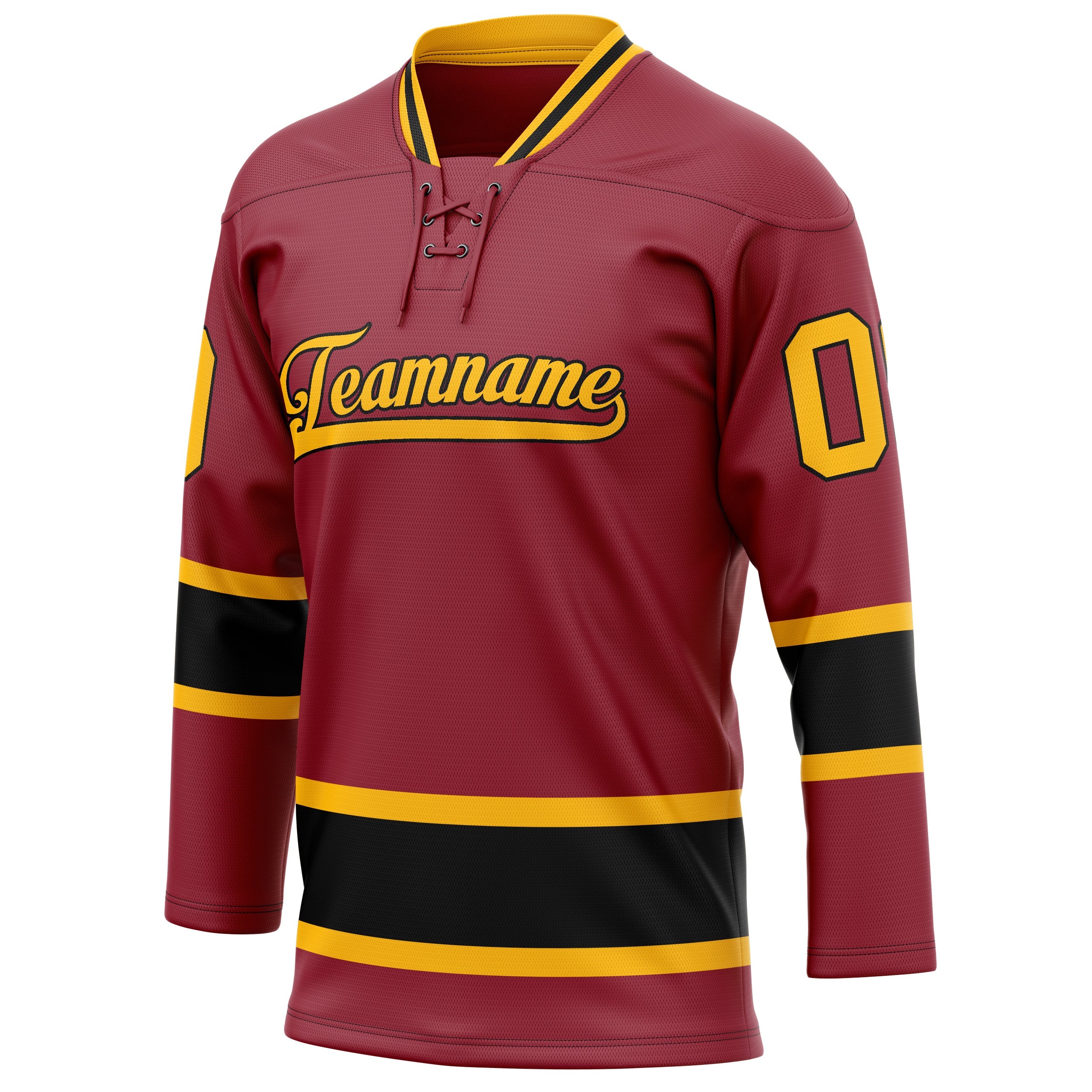 Custom Maroon Gold Solid Colour Hockey Jersey