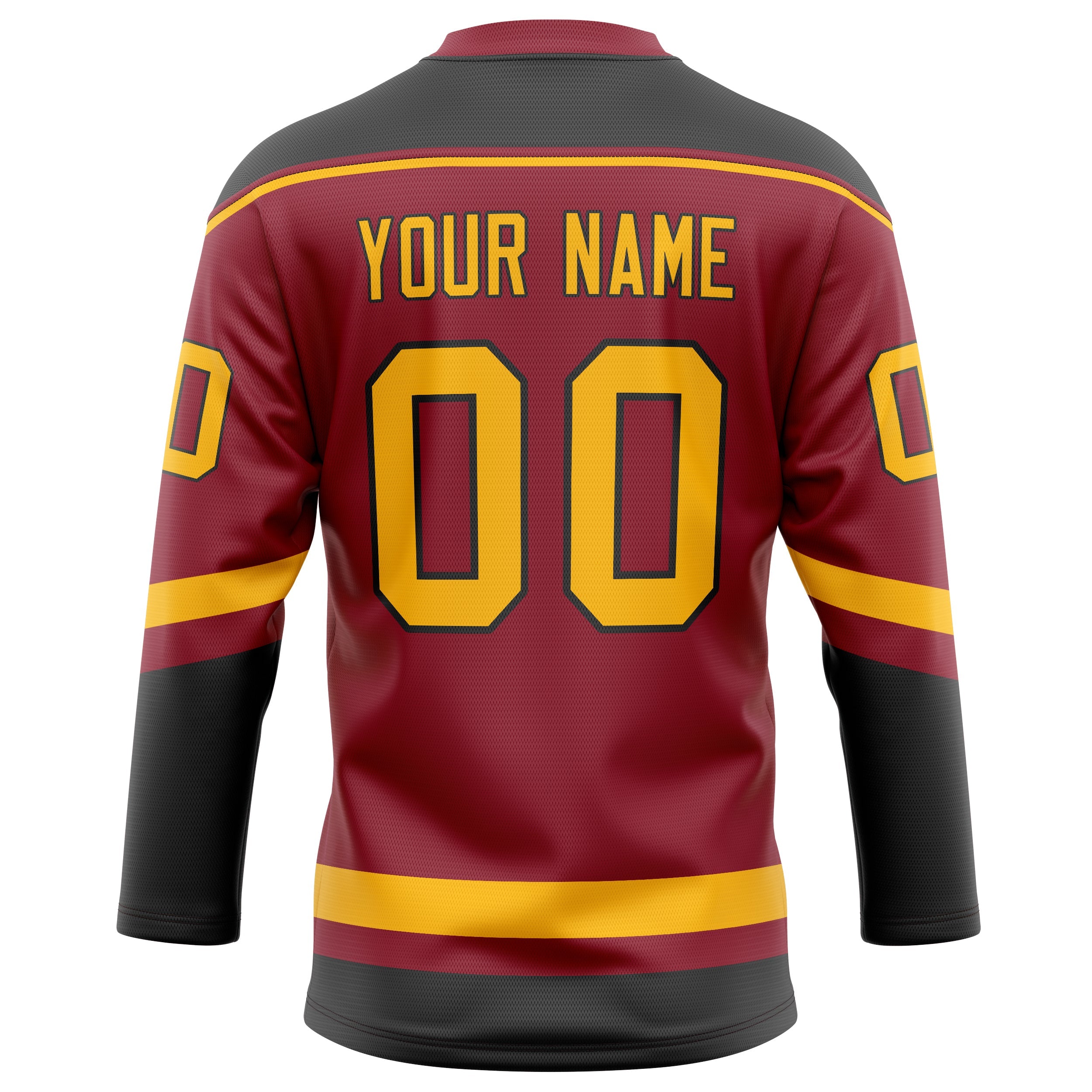 Custom Maroon Gold Solid Colour Hockey Jersey
