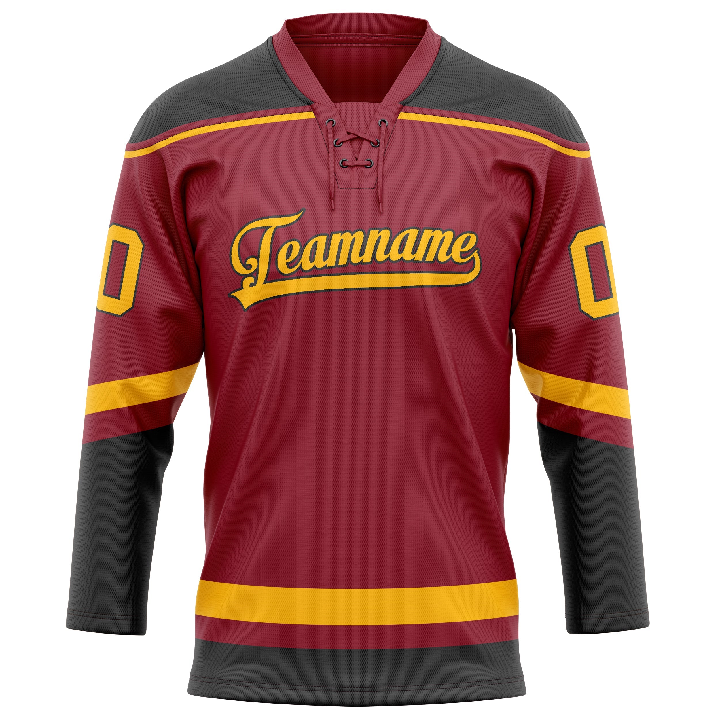 Custom Maroon Gold Solid Colour Hockey Jersey