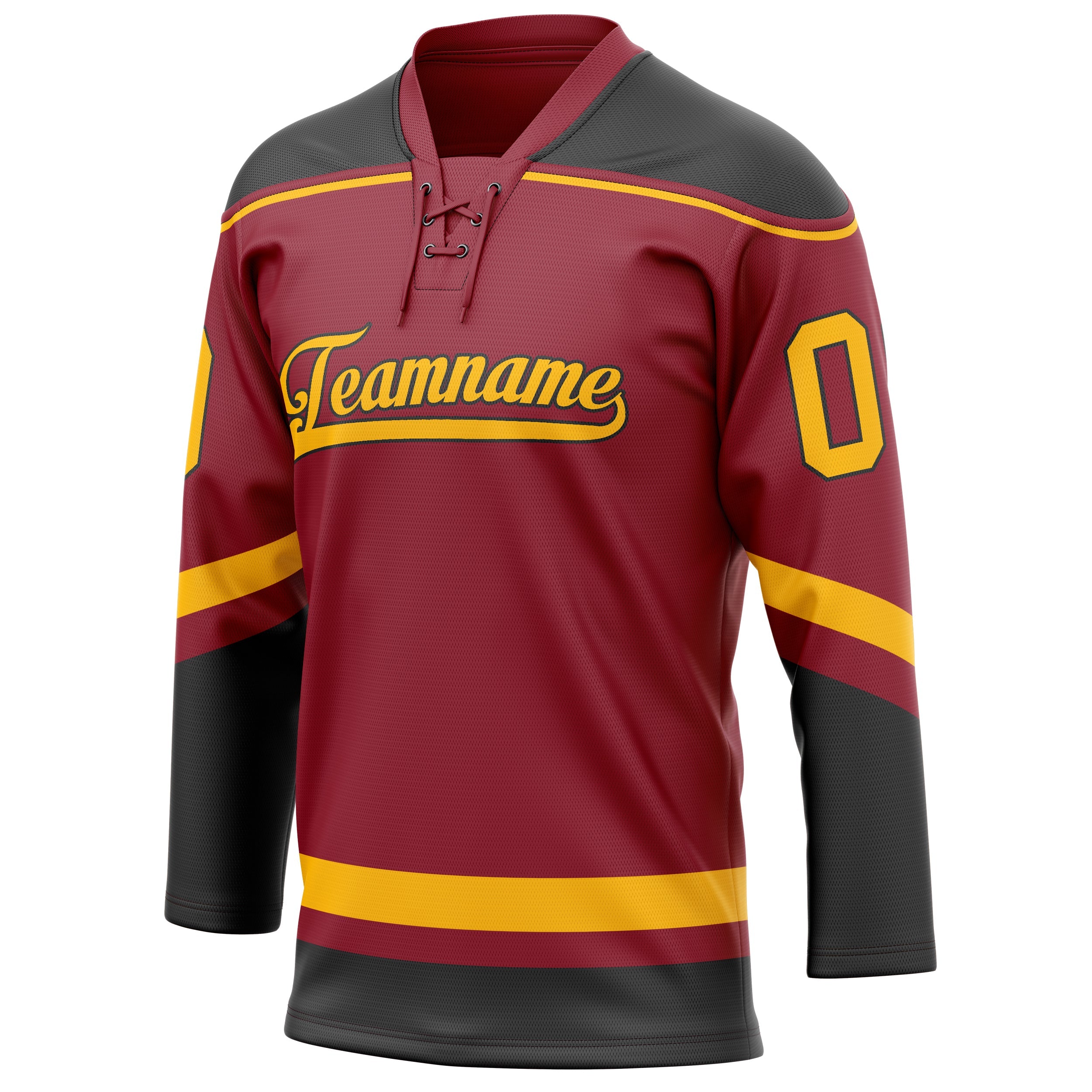 Custom Maroon Gold Solid Colour Hockey Jersey