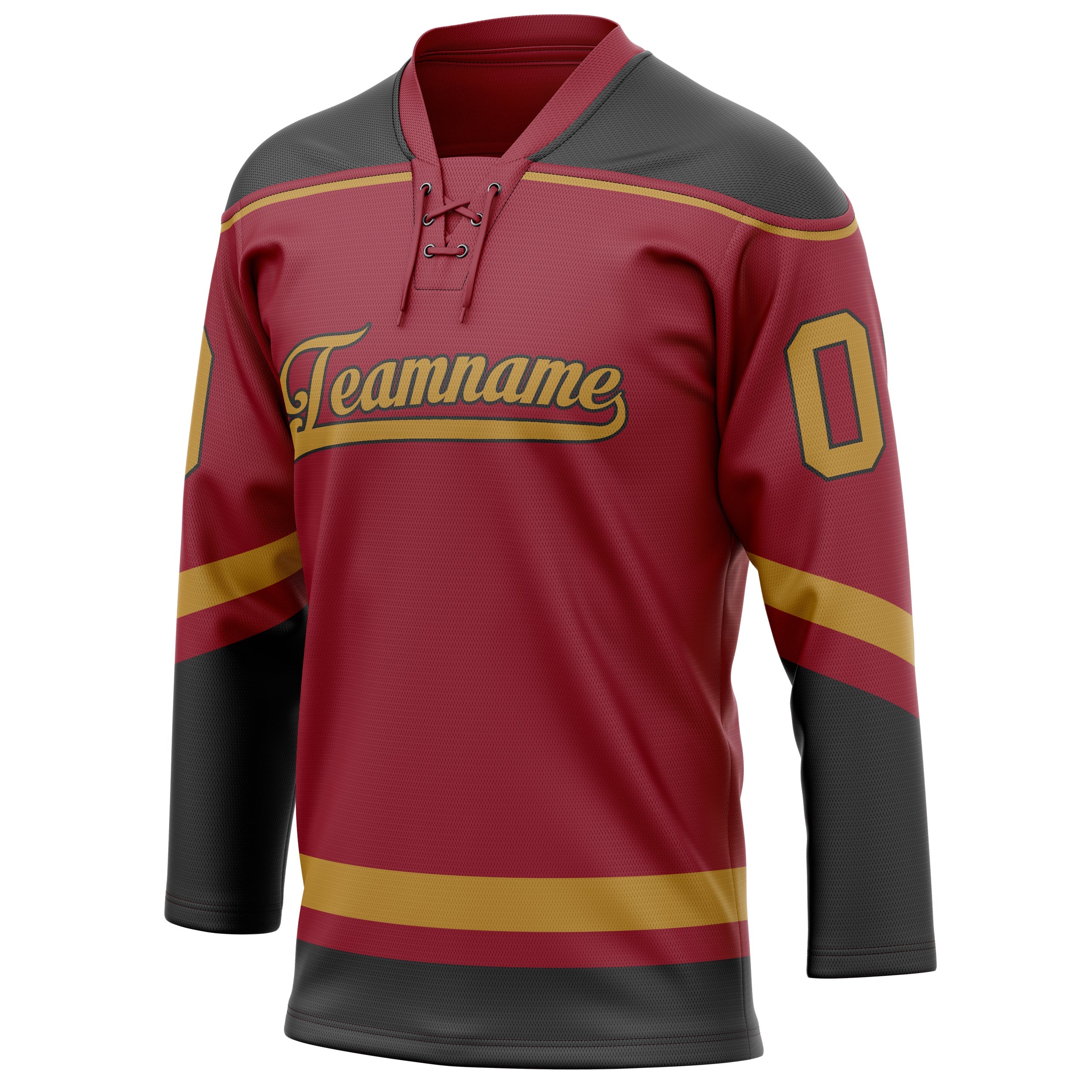 Custom Maroon Old Gold Solid Colour Hockey Jersey