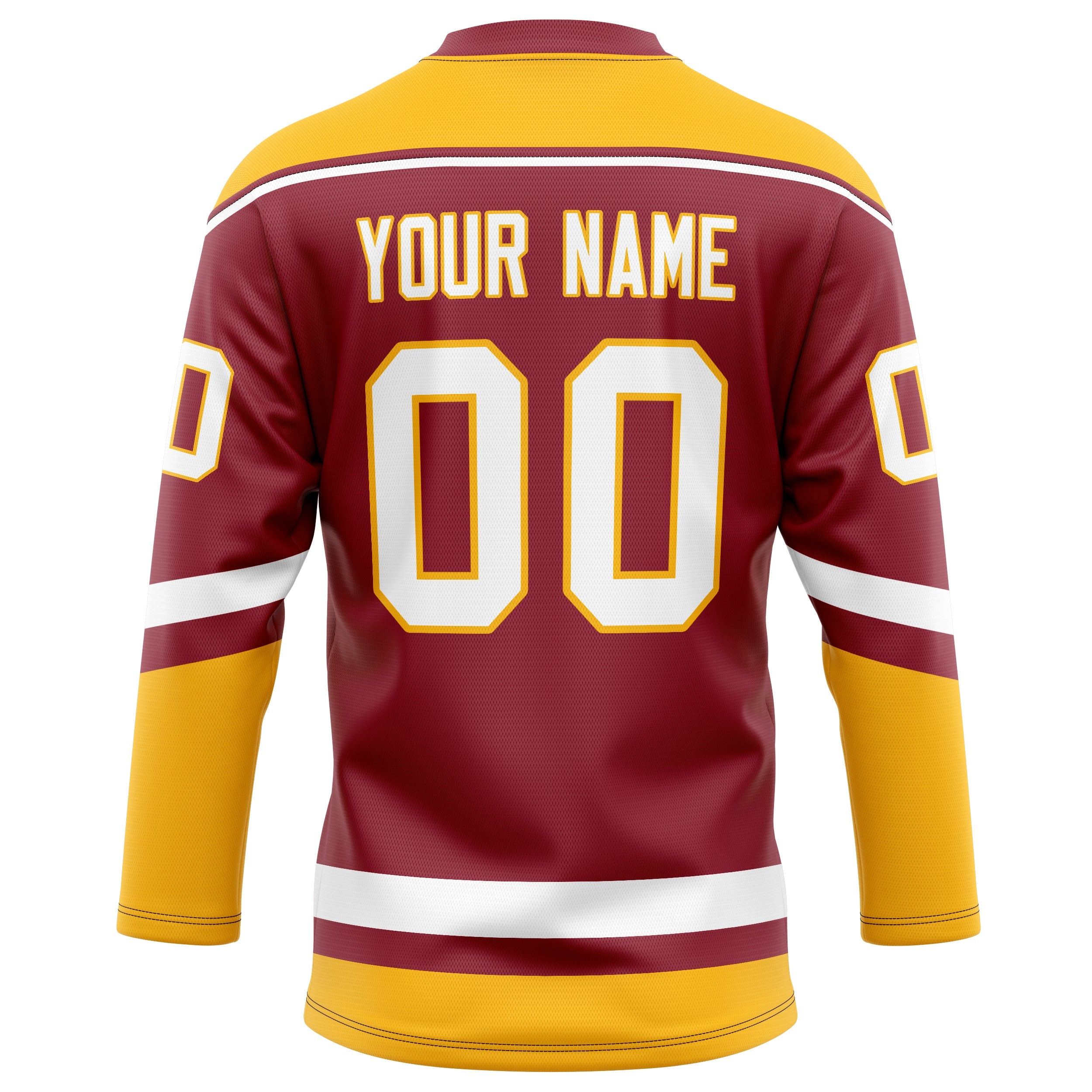 Custom Maroon Gold Solid Colour Hockey Jersey