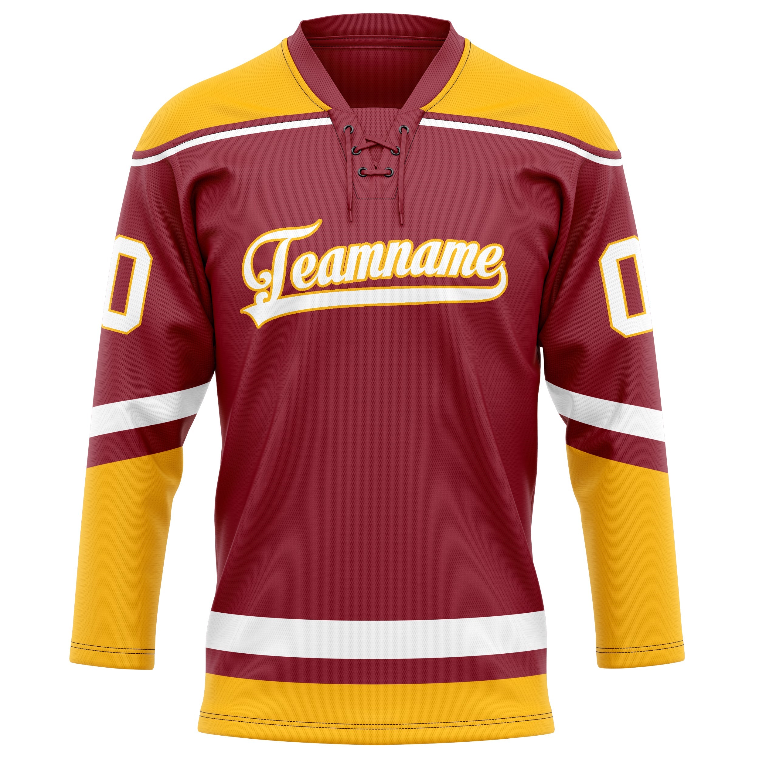 Custom Maroon Gold Solid Colour Hockey Jersey