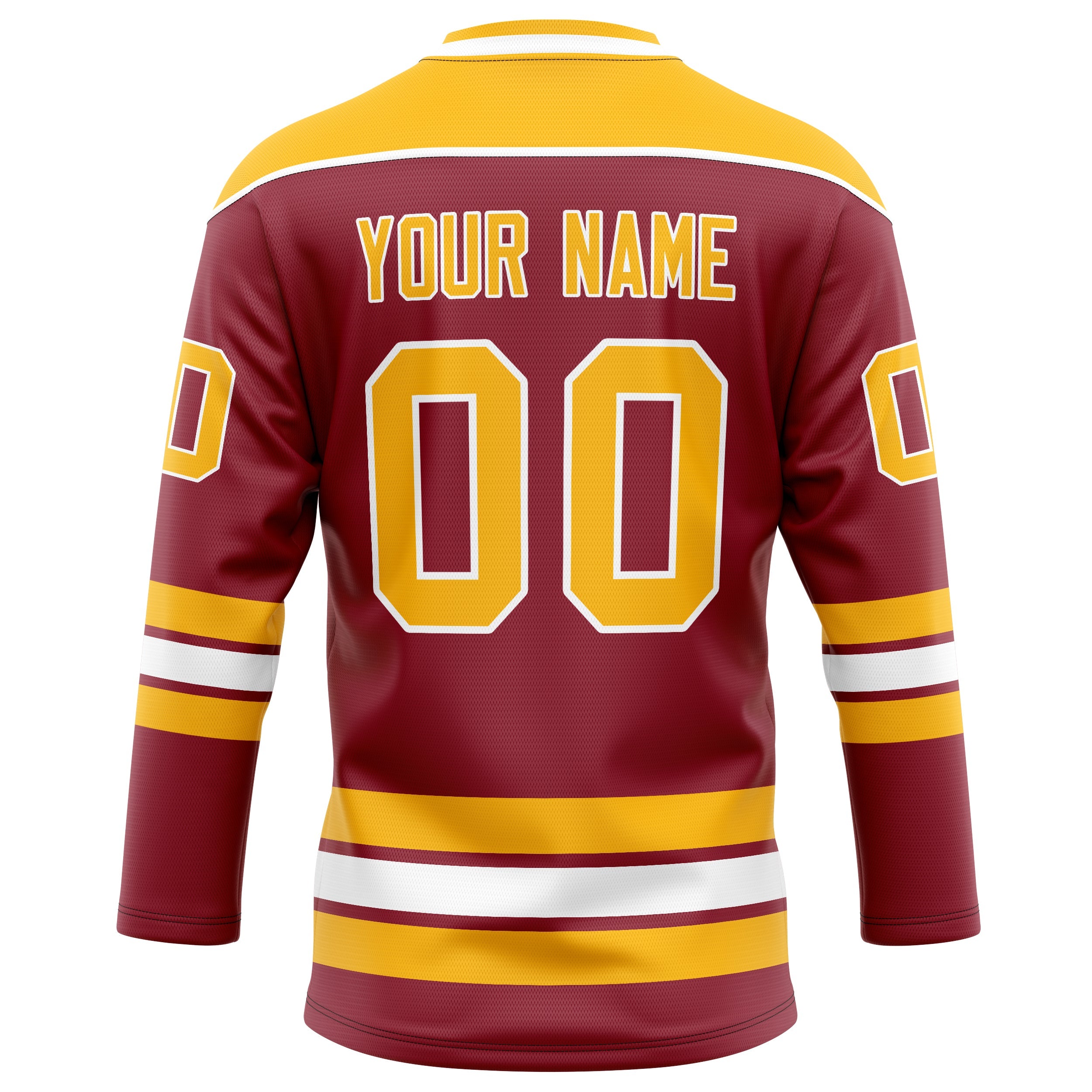 Custom Maroon Gold Solid Colour Hockey Jersey