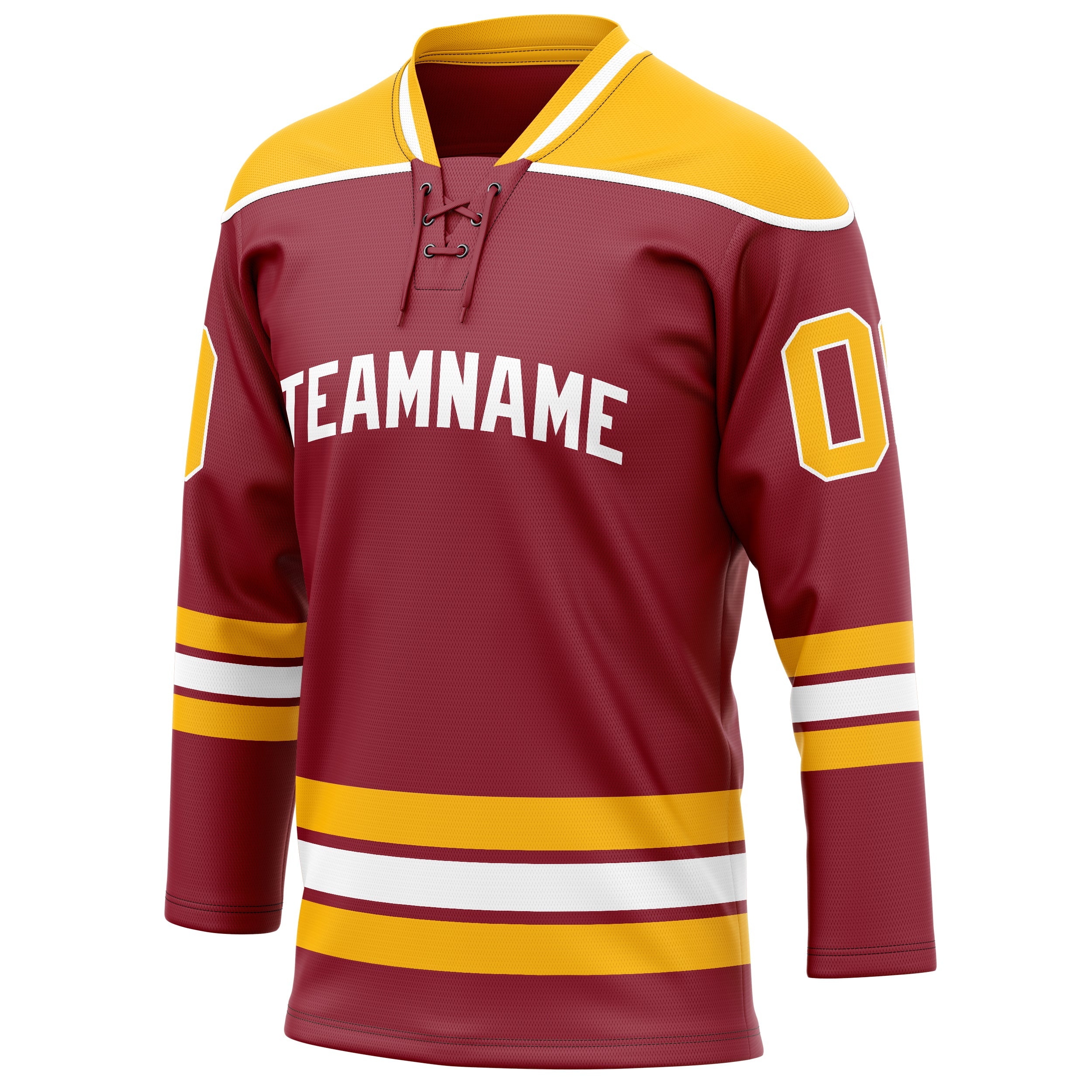 Custom Maroon Gold Solid Colour Hockey Jersey