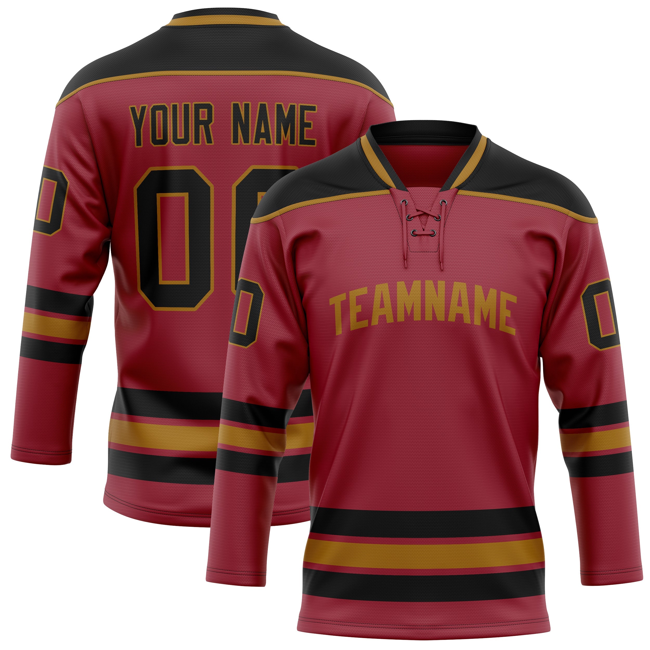 Custom Maroon Black Solid Colour Hockey Jersey