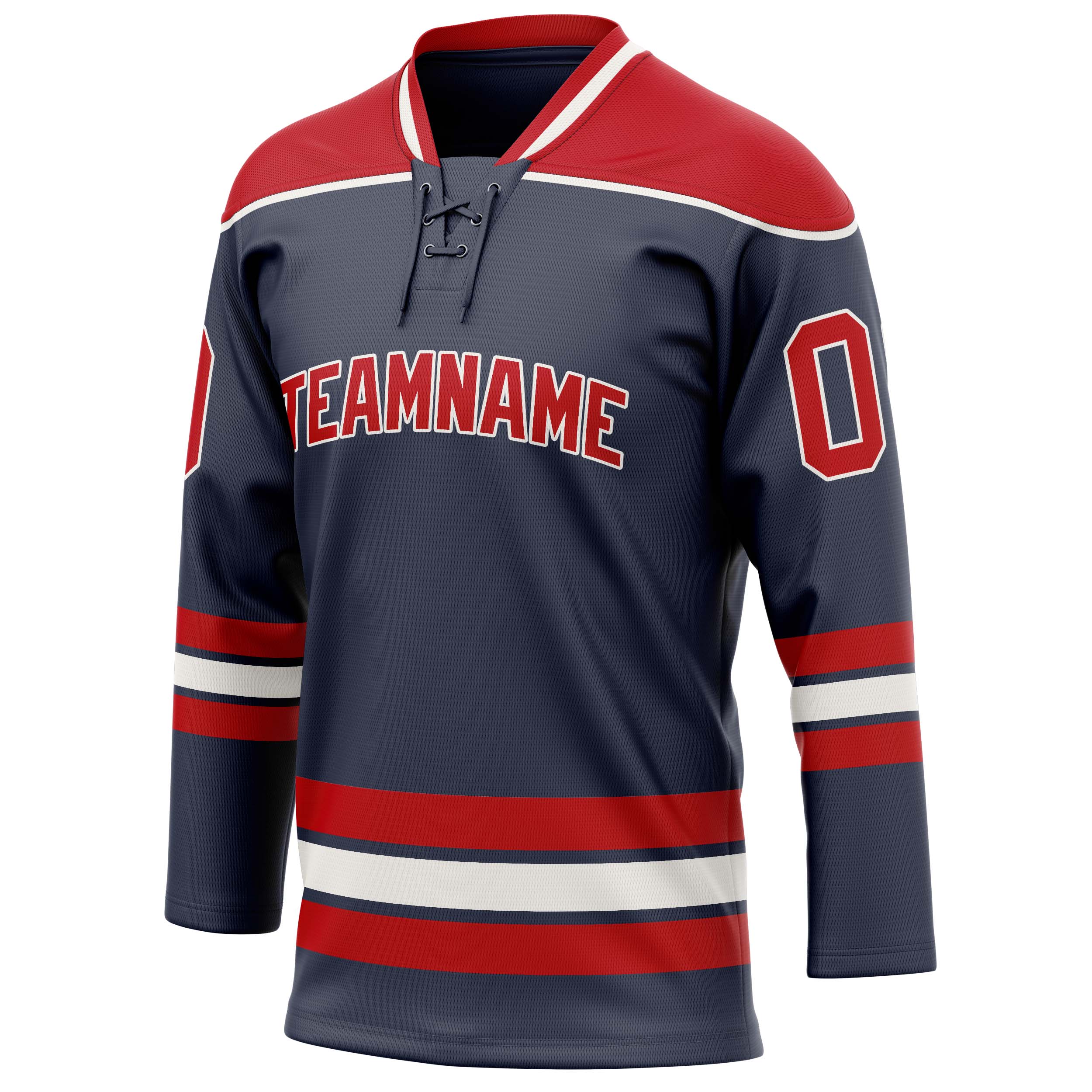Custom Navy Red Solid Colour Hockey Jersey