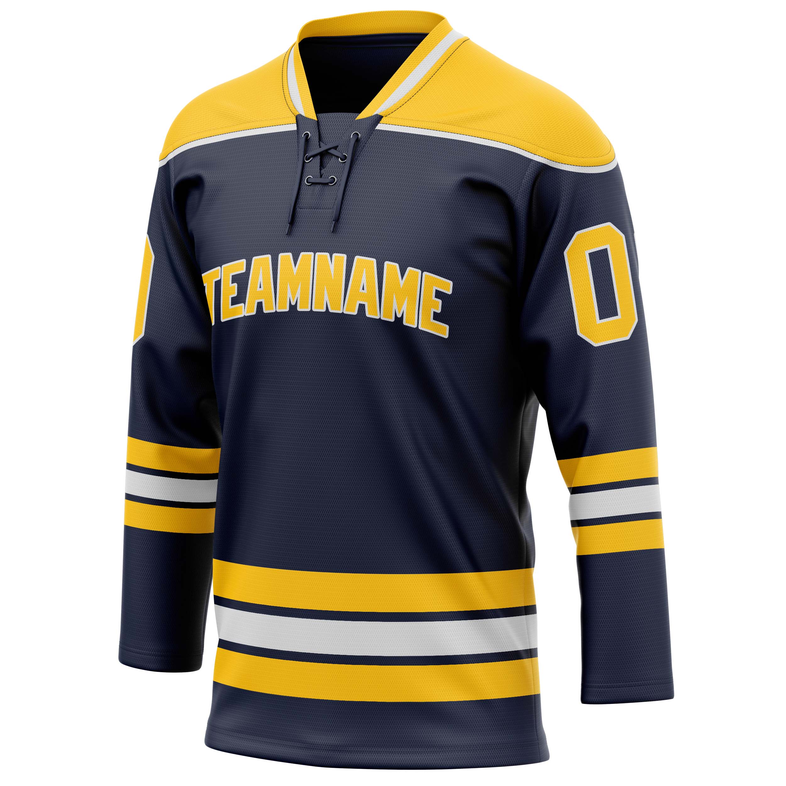Custom Navy Gold Solid Colour Hockey Jersey