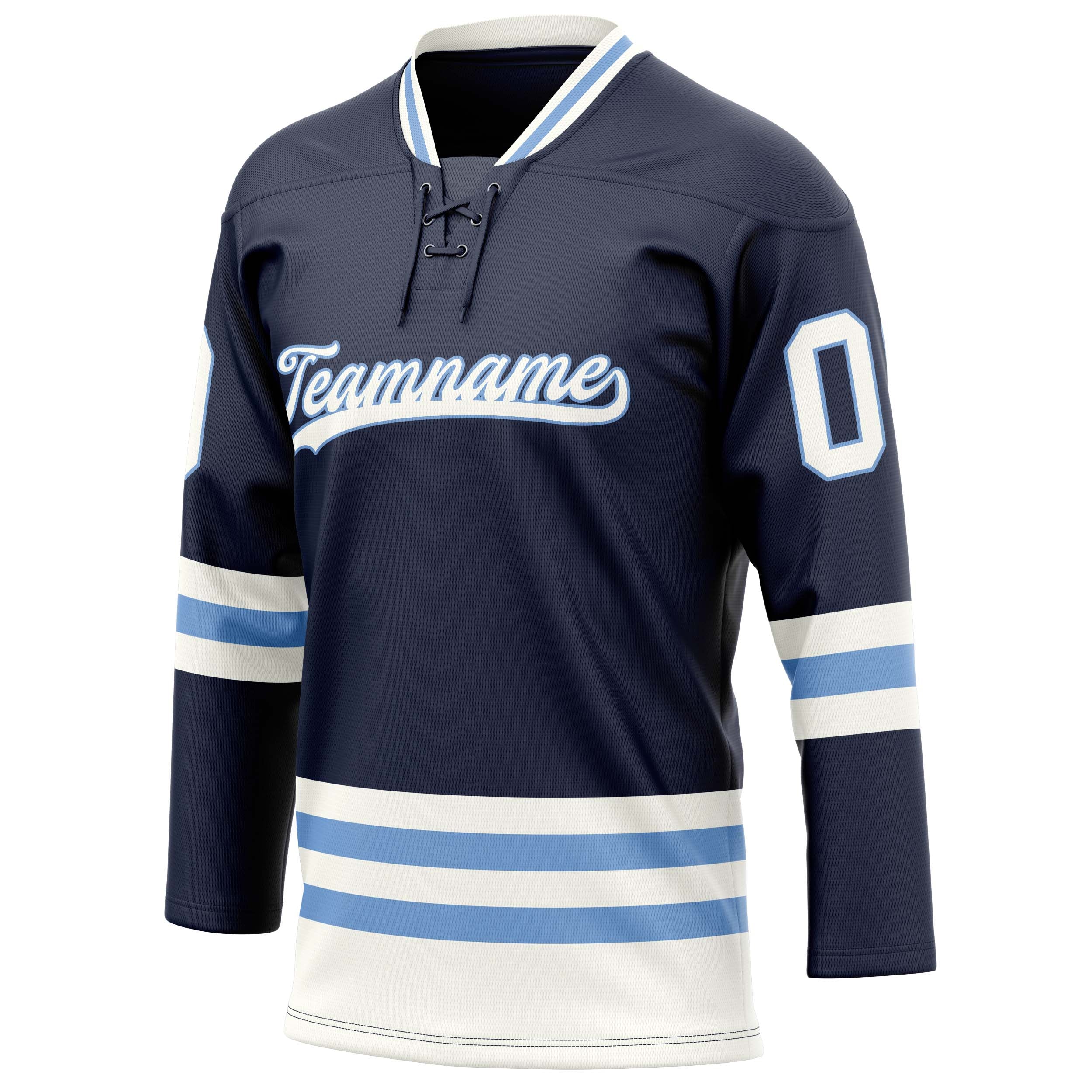 Custom Navy Light Blue Solid Colour Hockey Jersey