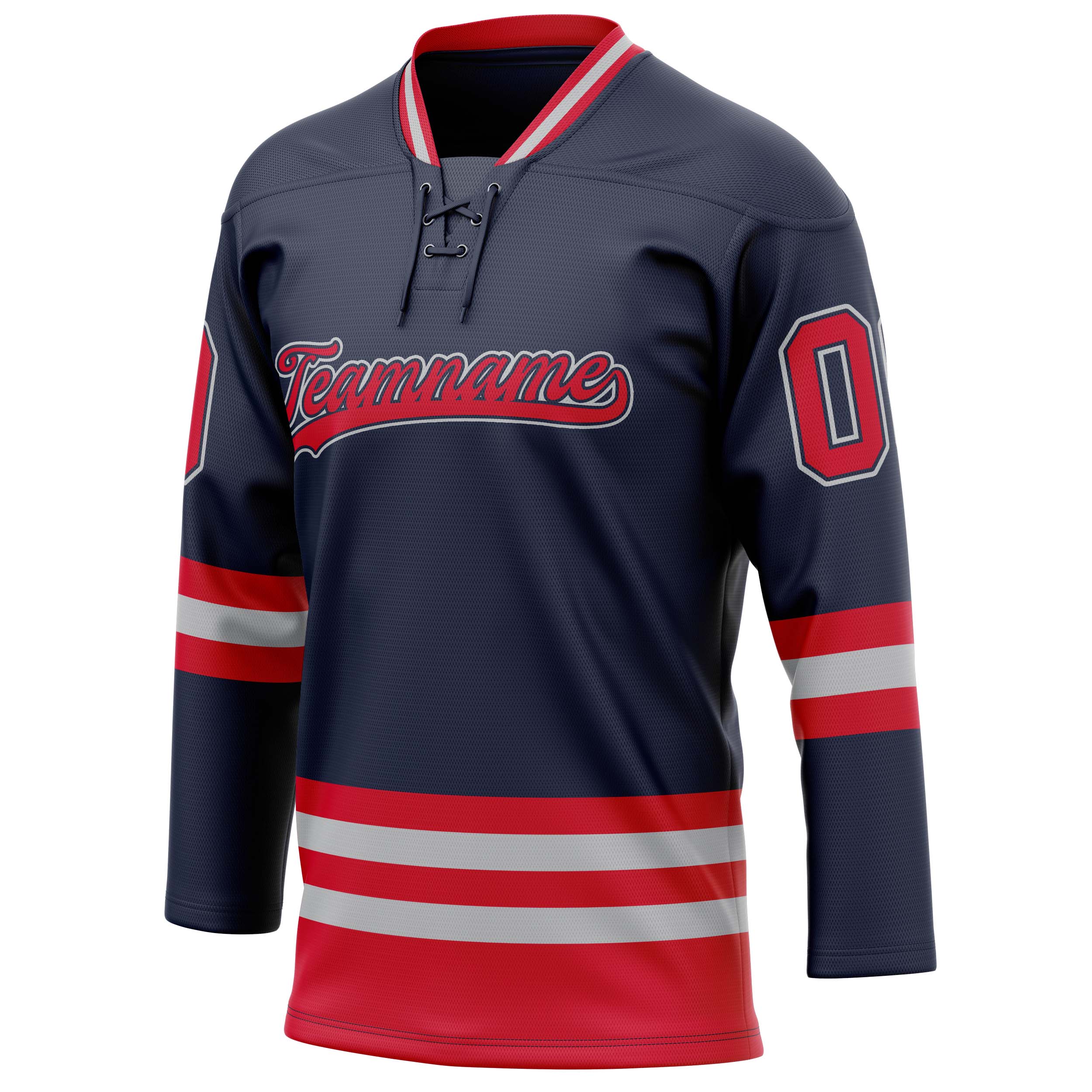 Custom Navy Red Solid Colour Hockey Jersey