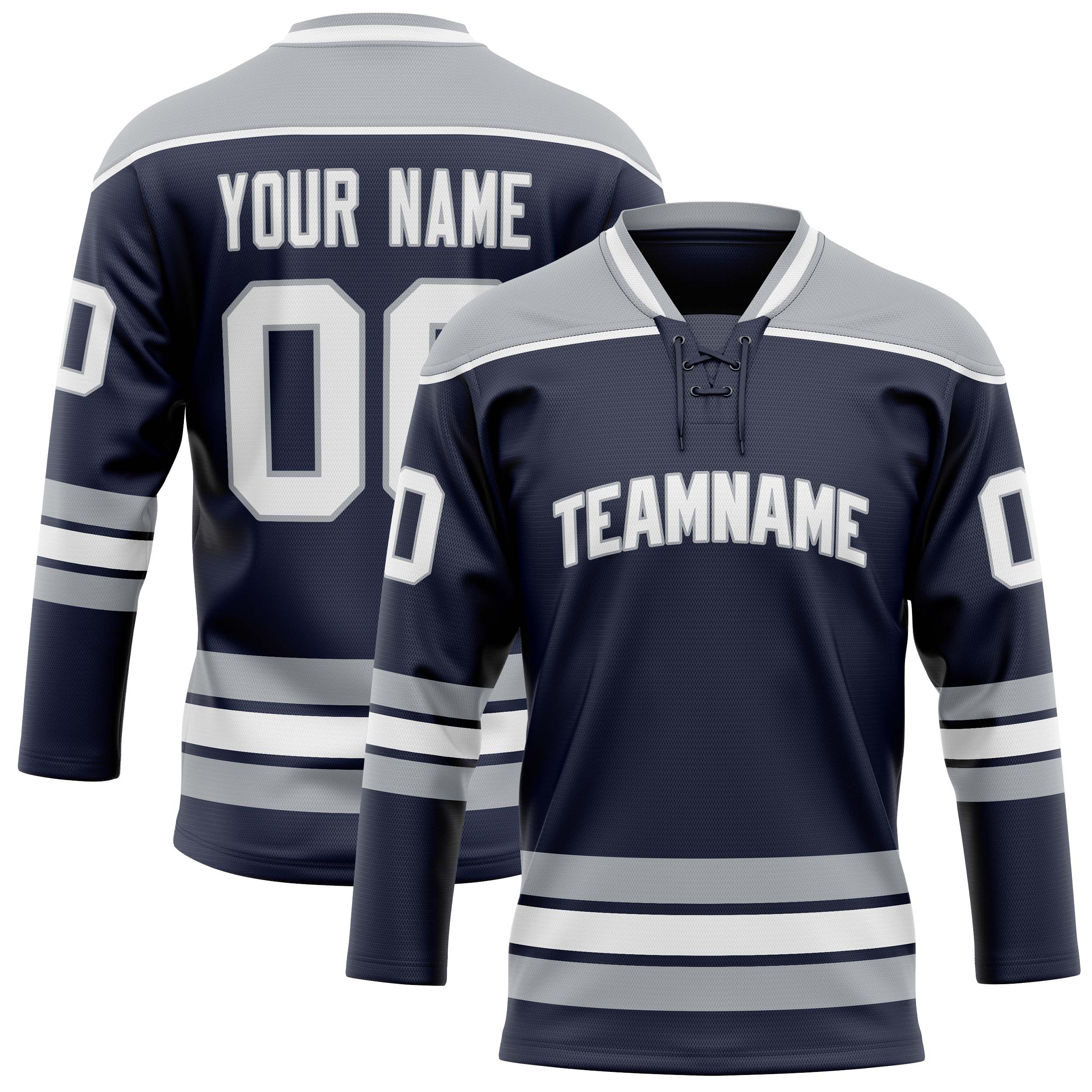 Custom Navy Gray Solid Colour Hockey Jersey