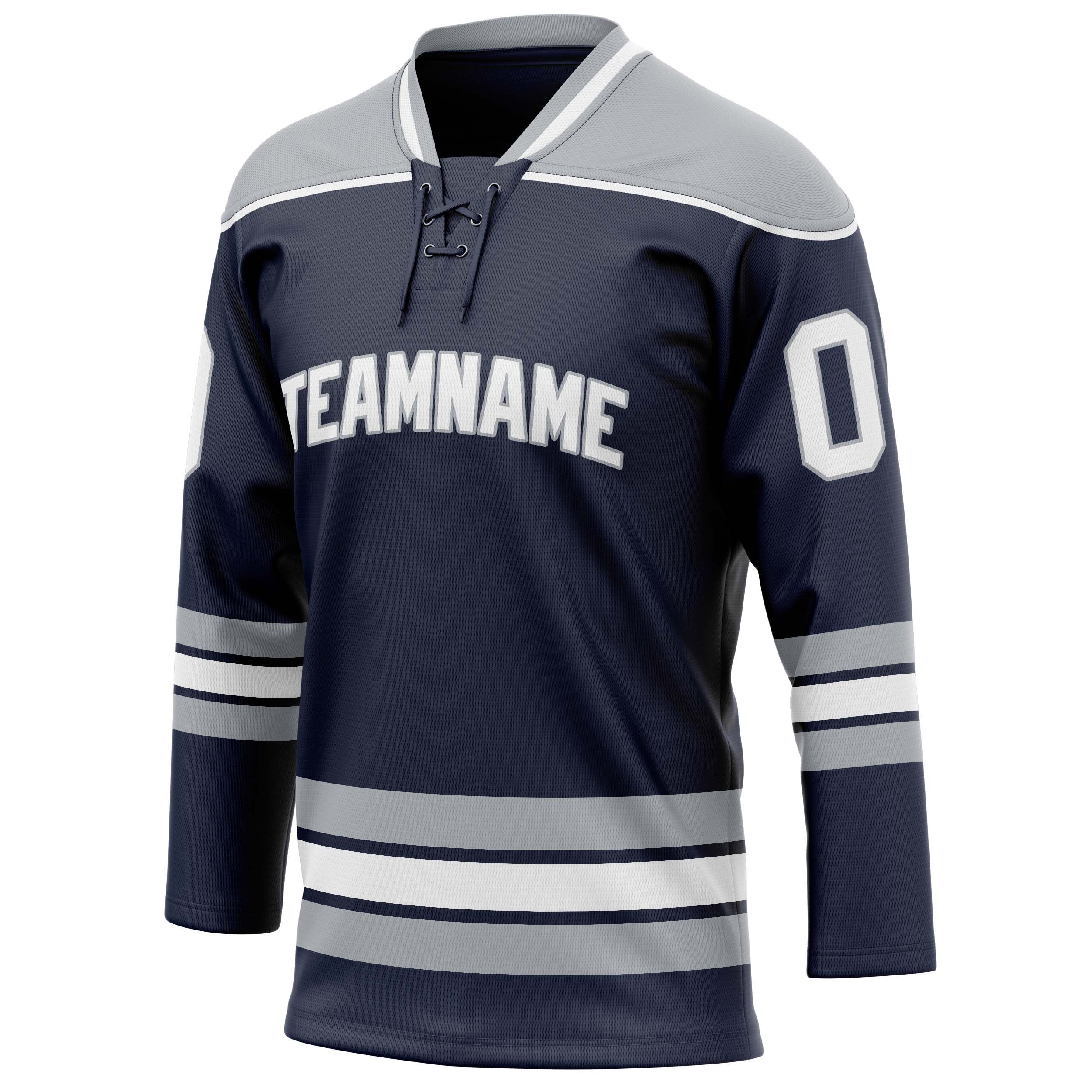 Custom Navy Gray Solid Colour Hockey Jersey