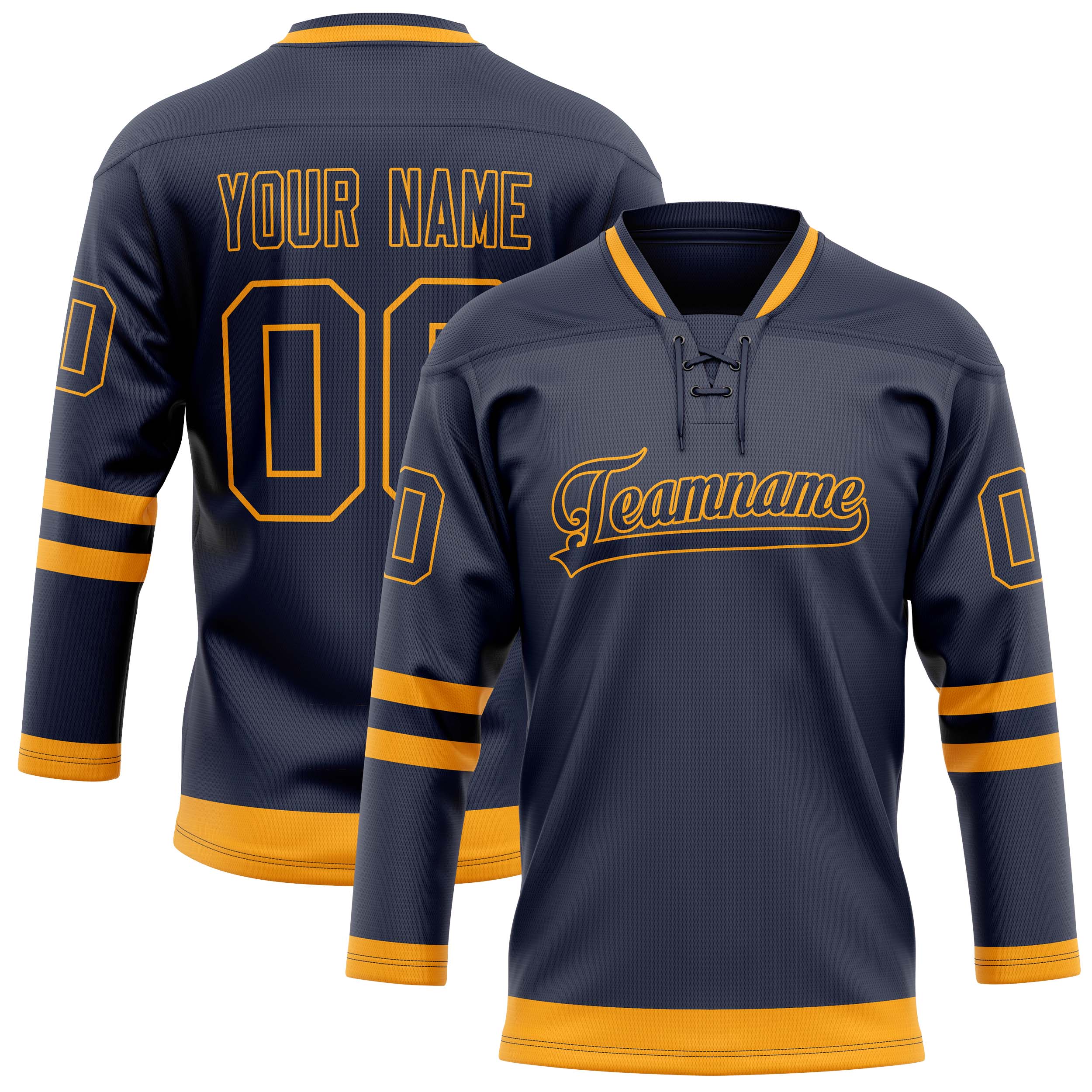 Custom Navy Gold Solid Colour Hockey Jersey