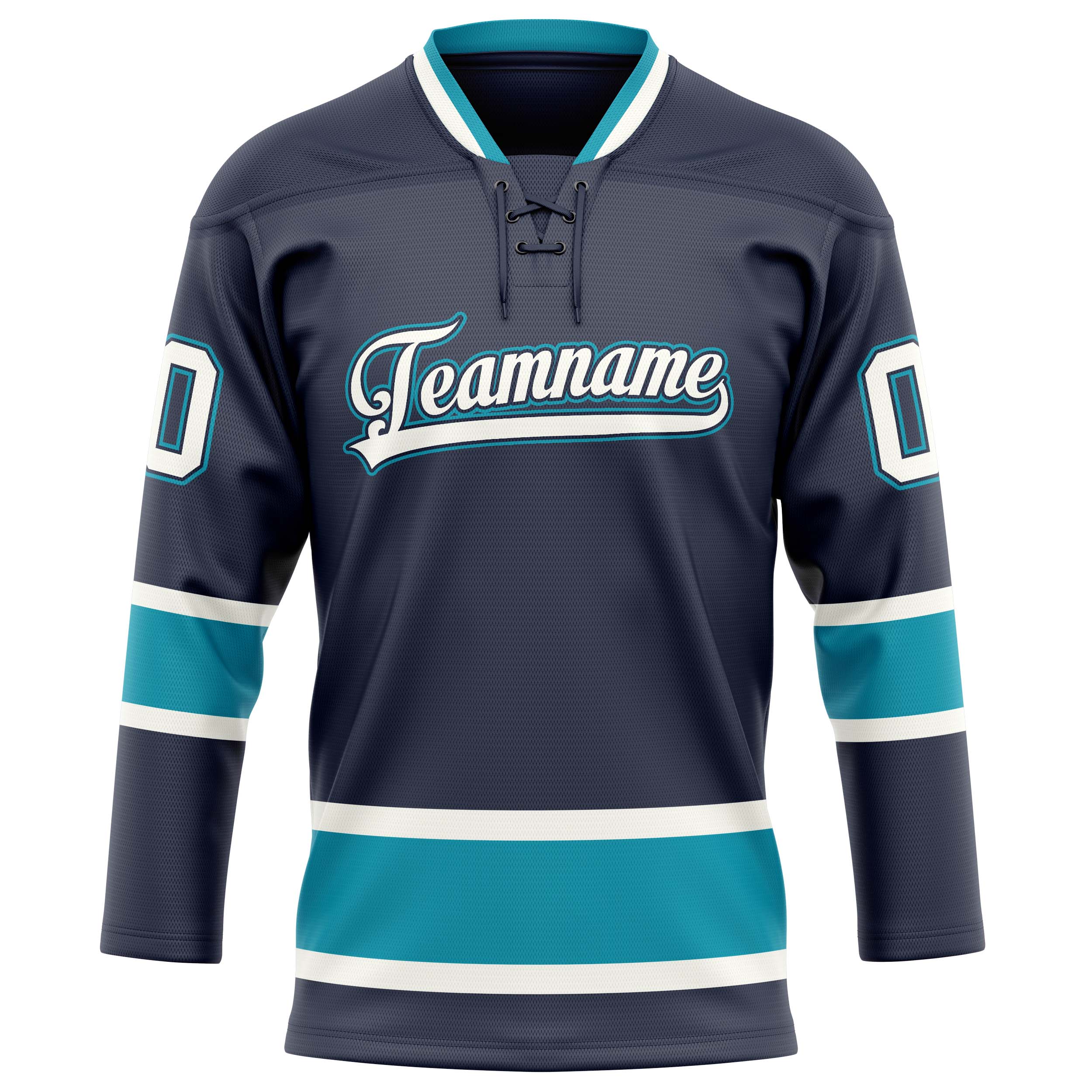 Custom Navy Teal Solid Colour Hockey Jersey