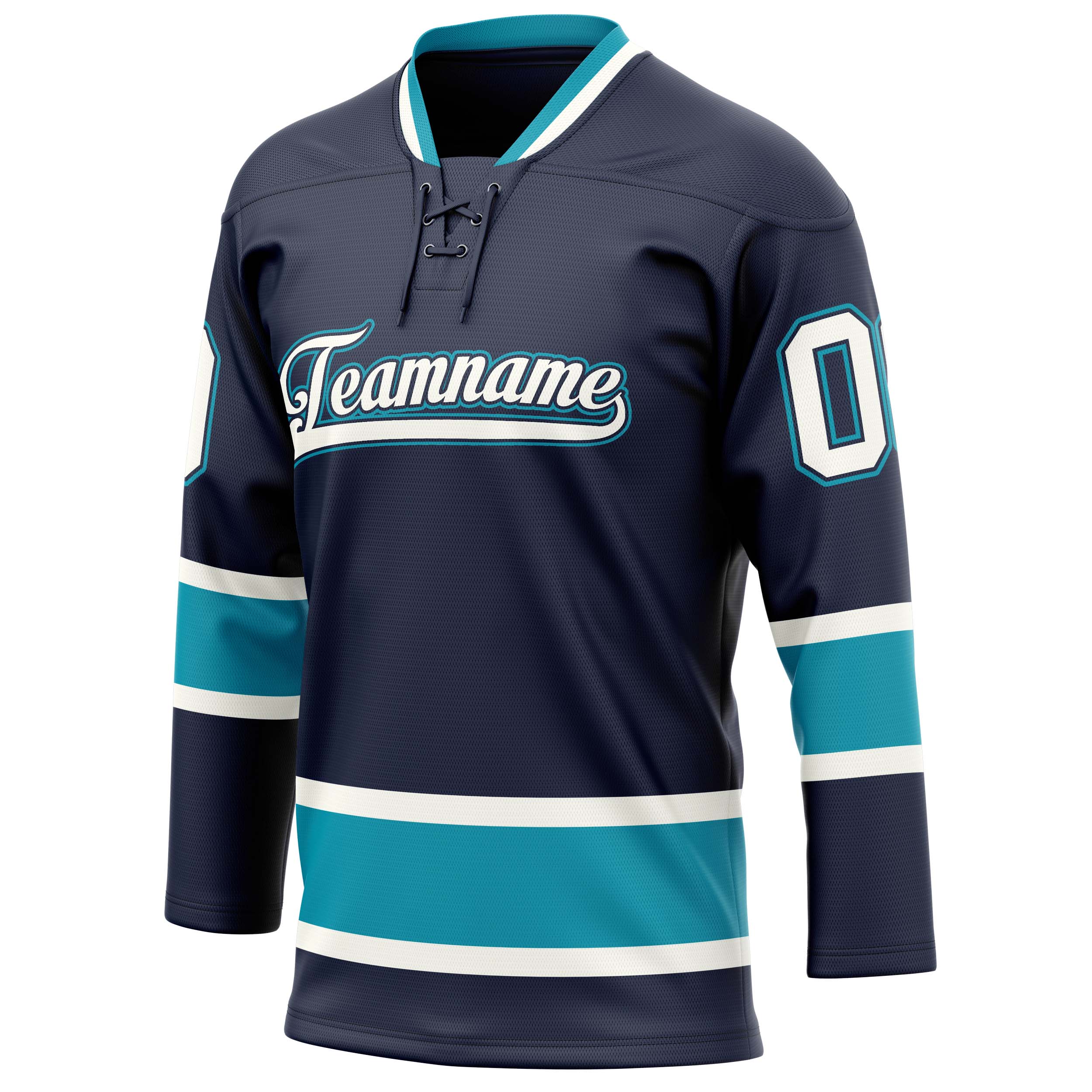 Custom Navy Teal Solid Colour Hockey Jersey