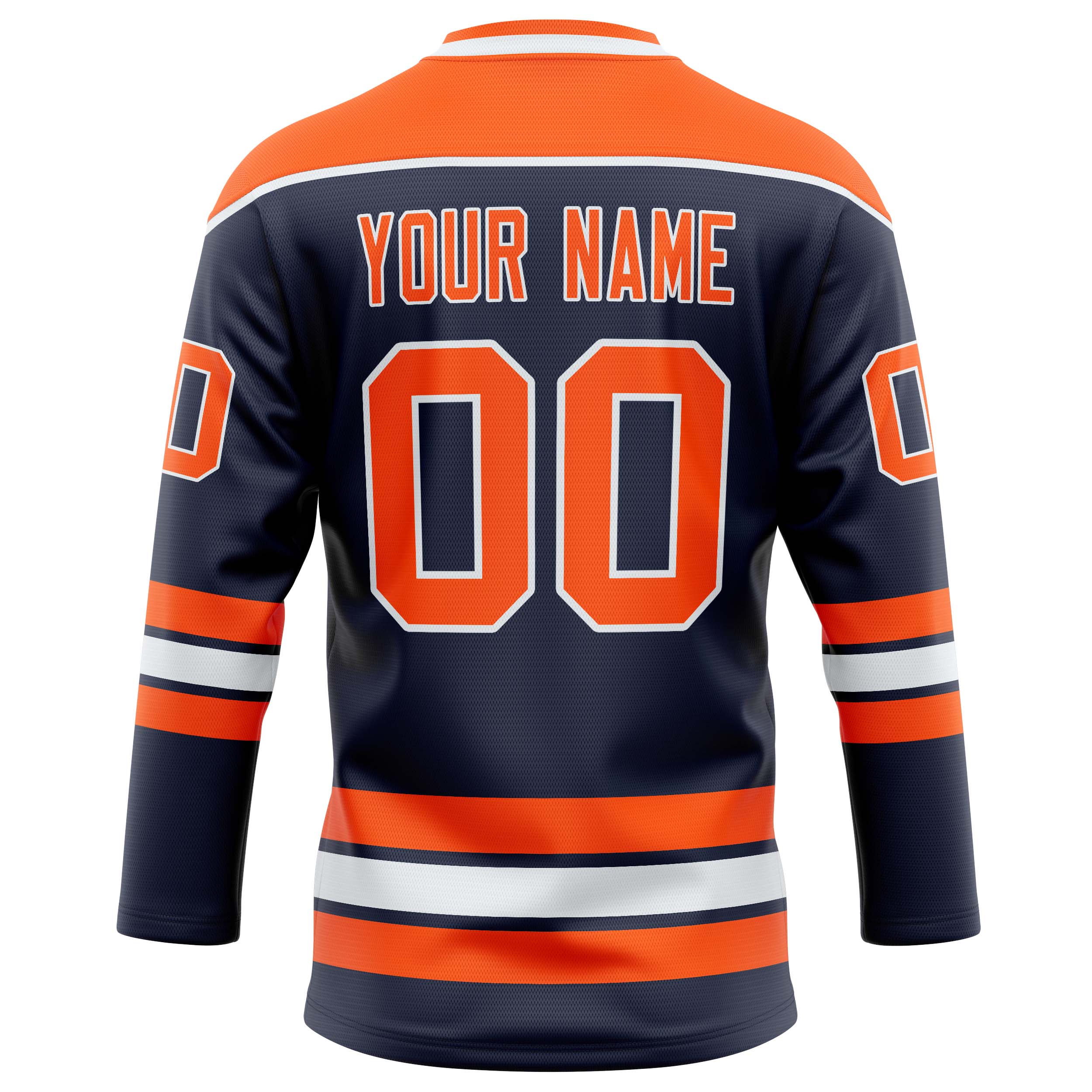 Custom Navy Orange Solid Colour Hockey Jersey