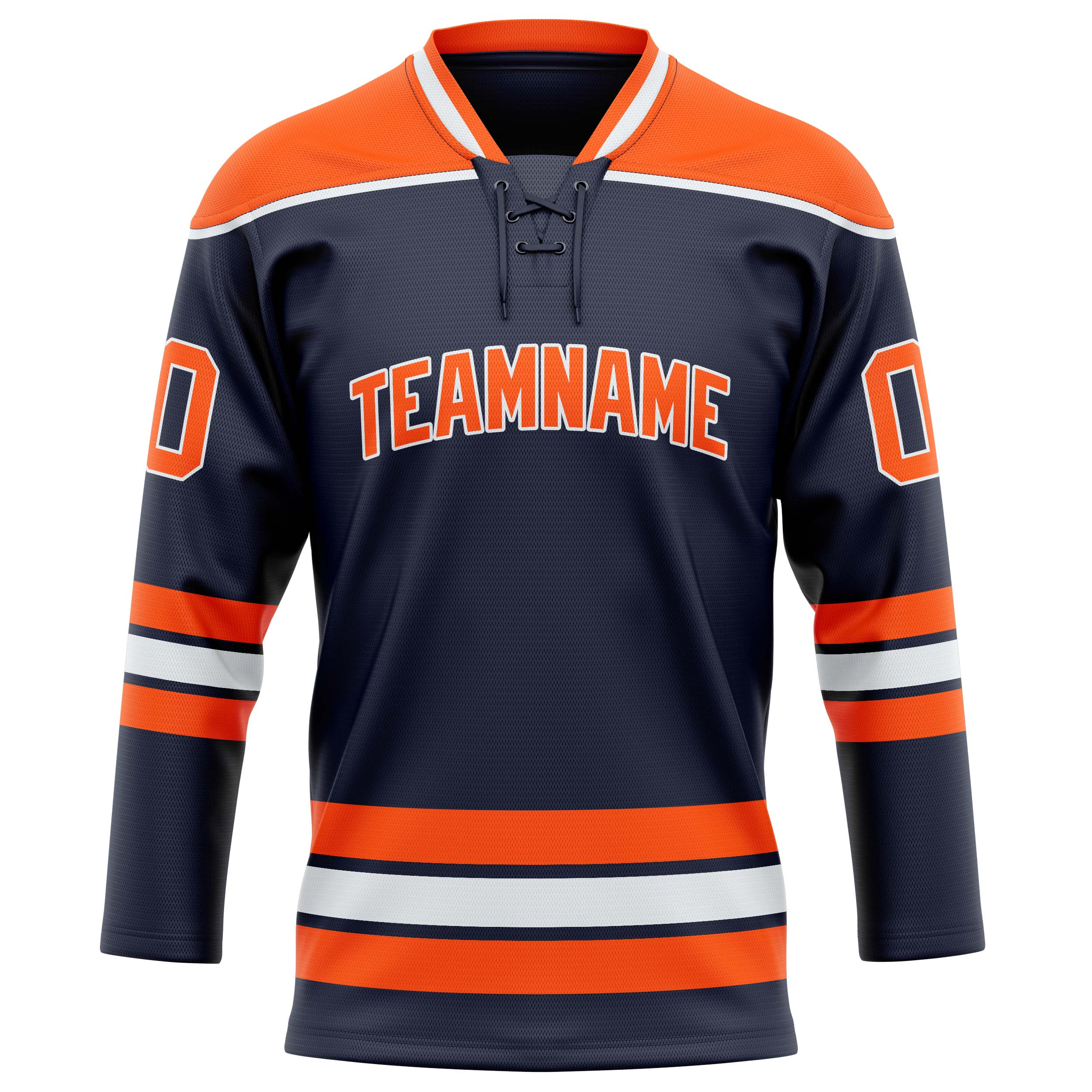 Custom Navy Orange Solid Colour Hockey Jersey
