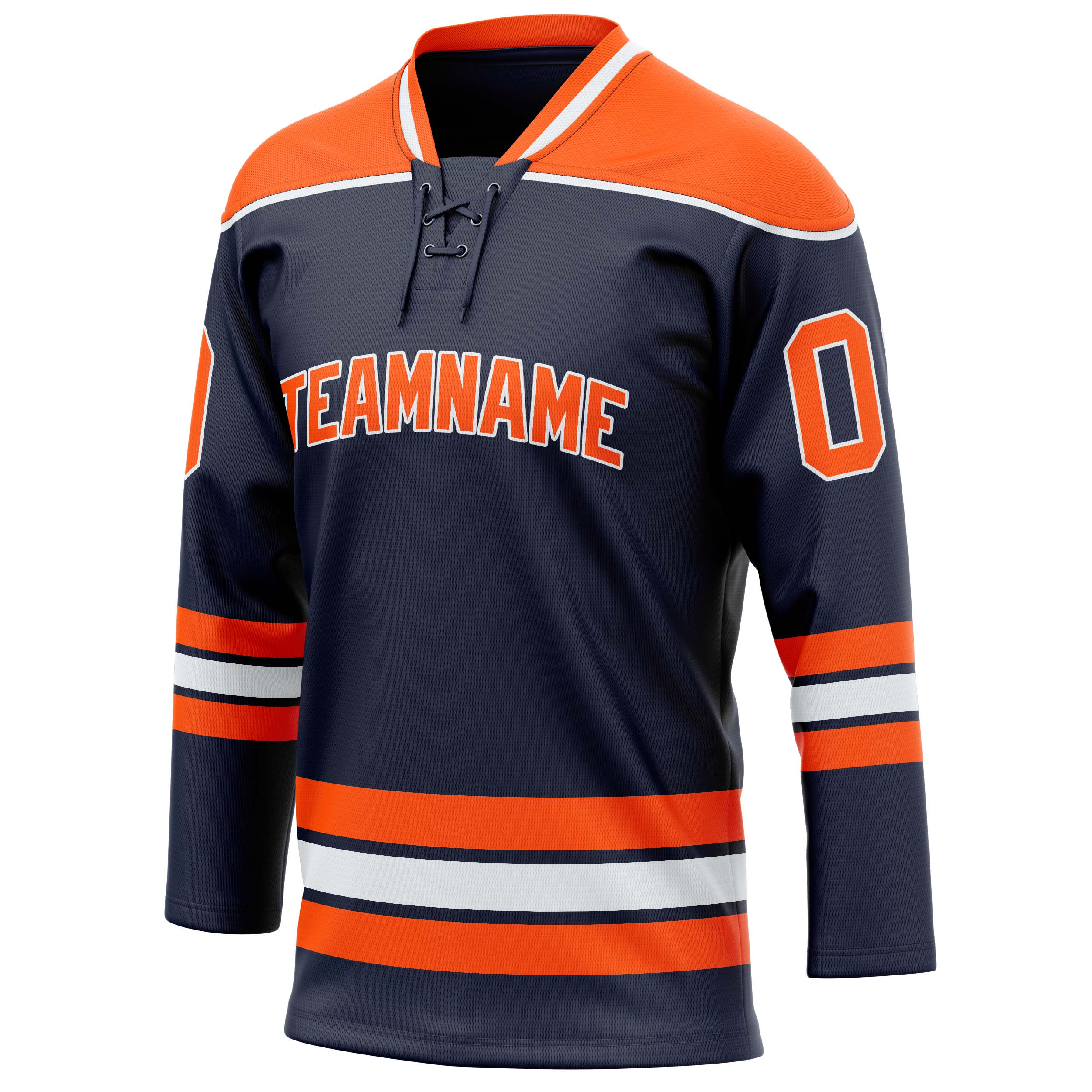 Custom Navy Orange Solid Colour Hockey Jersey