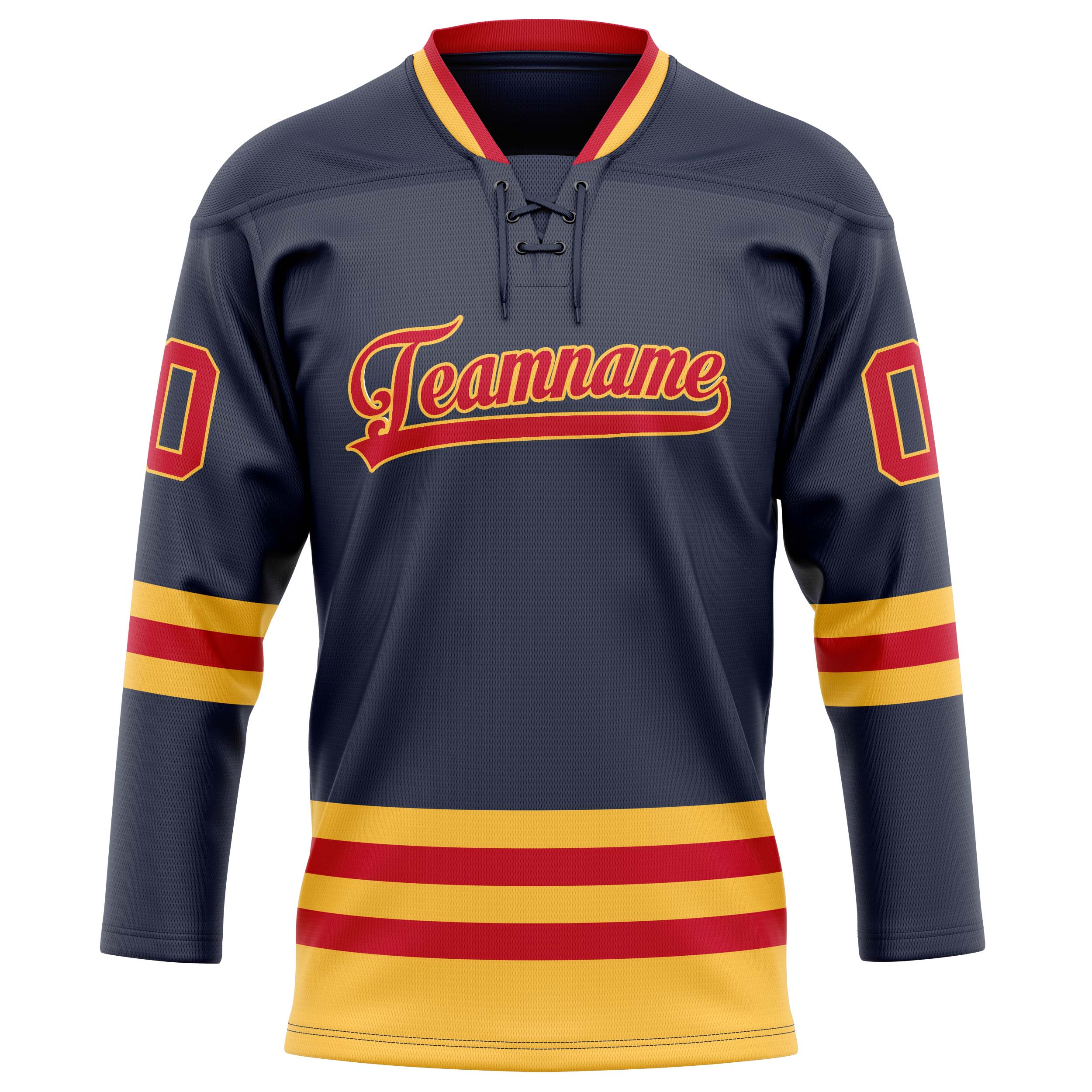 Custom Navy Red Solid Colour Hockey Jersey