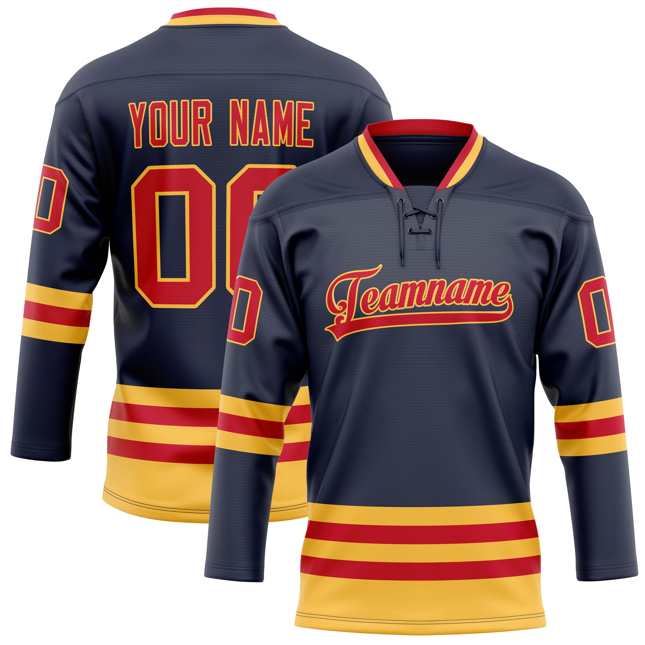 Custom Navy Red Solid Colour Hockey Jersey