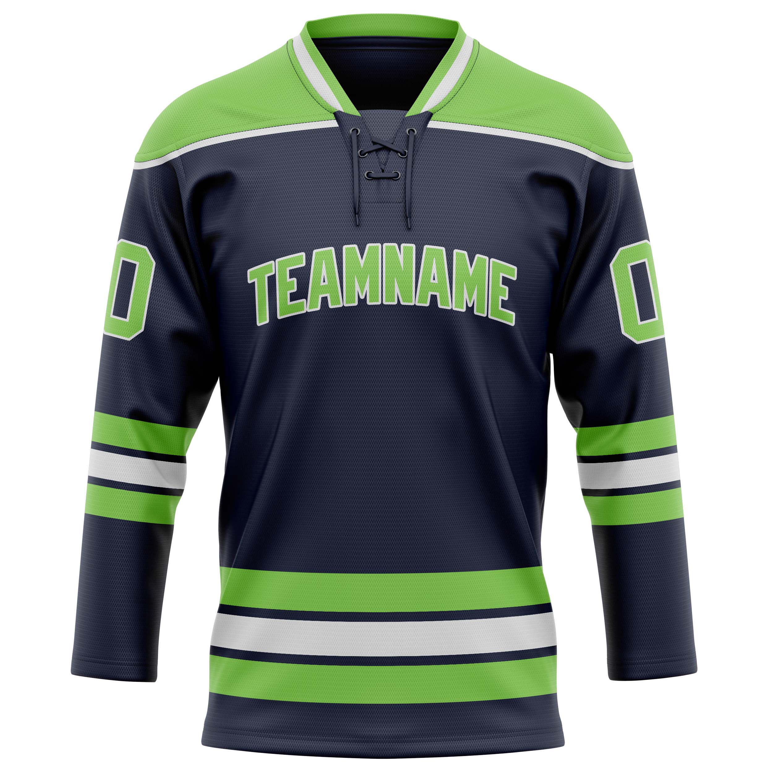 Custom Navy Neon Green Solid Colour Hockey Jersey