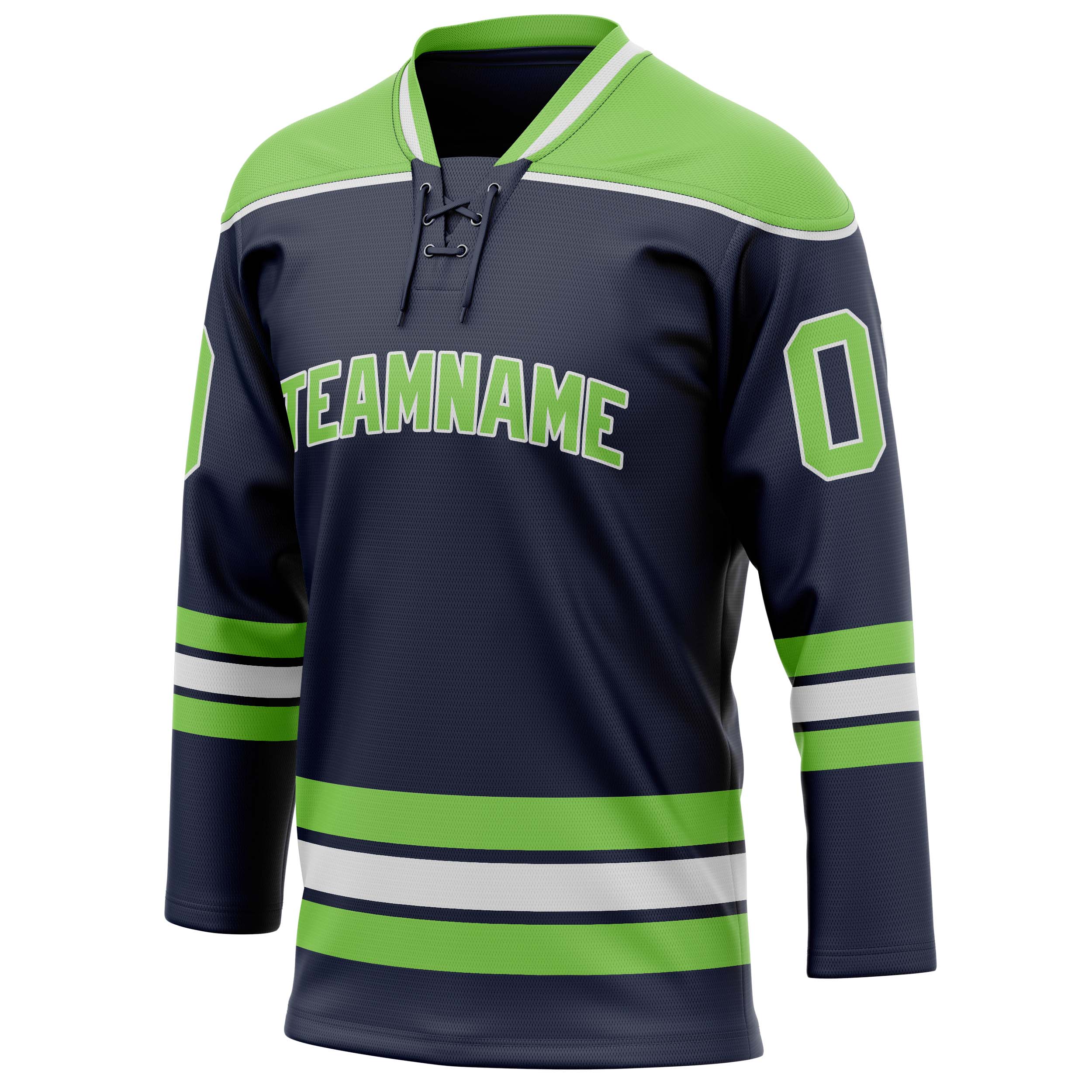 Custom Navy Neon Green Solid Colour Hockey Jersey