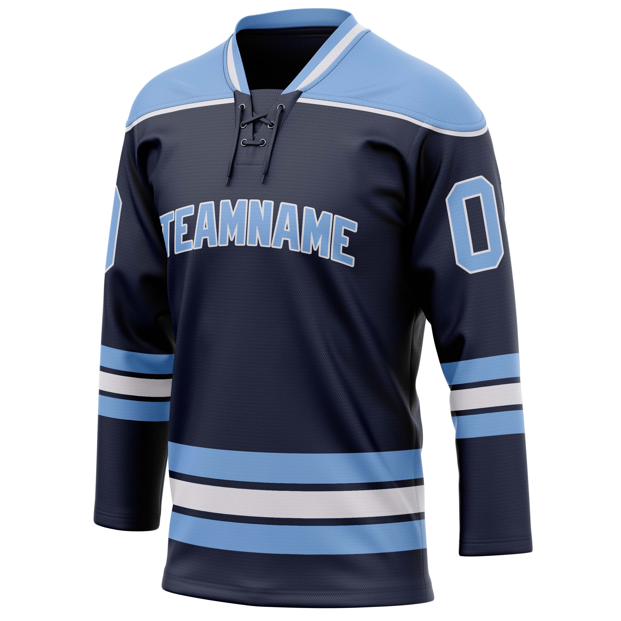 Custom Navy Light Blue Solid Colour Hockey Jersey