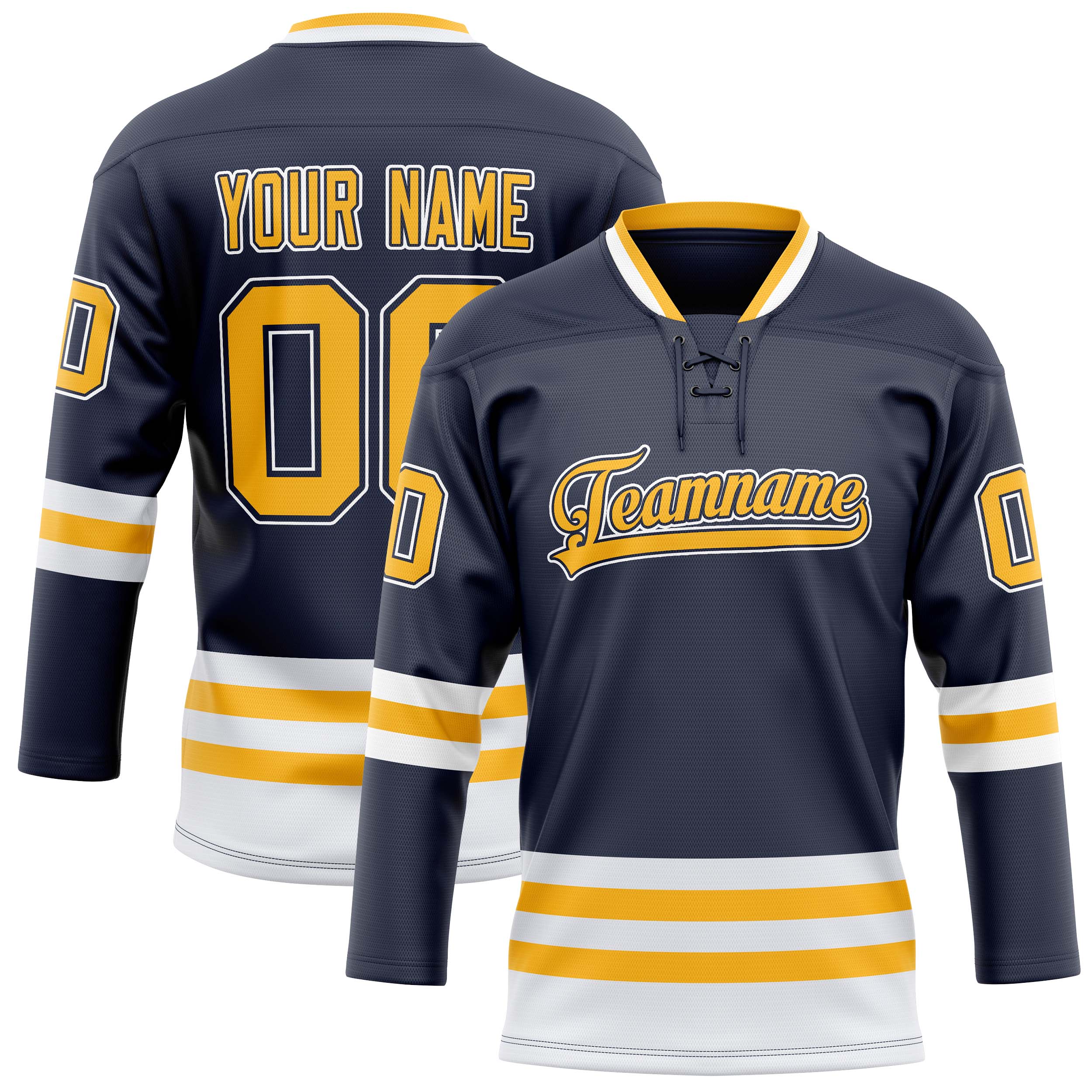 Custom Navy Gold Solid Colour Hockey Jersey