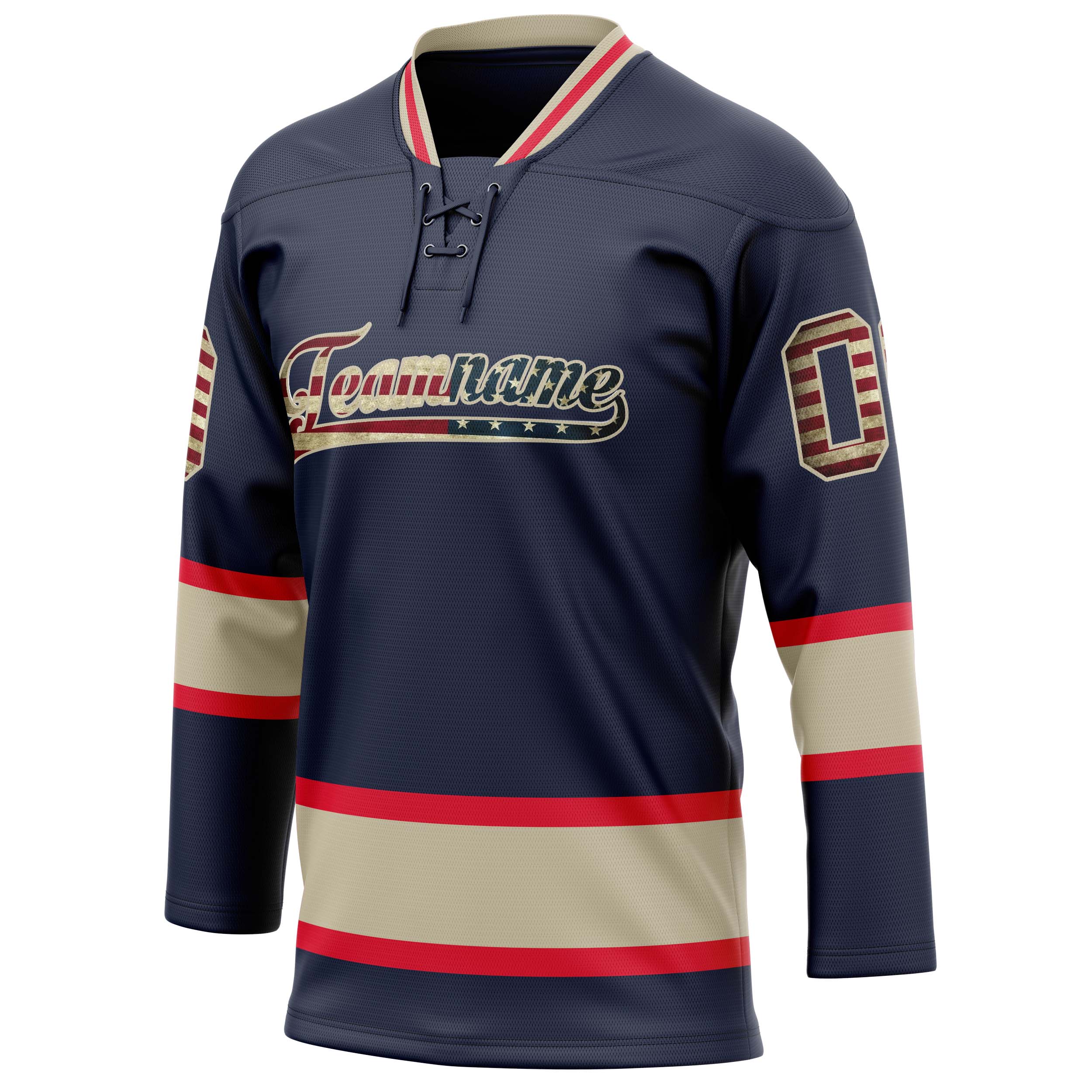 Custom Navy Cream Solid Colour Hockey Jersey