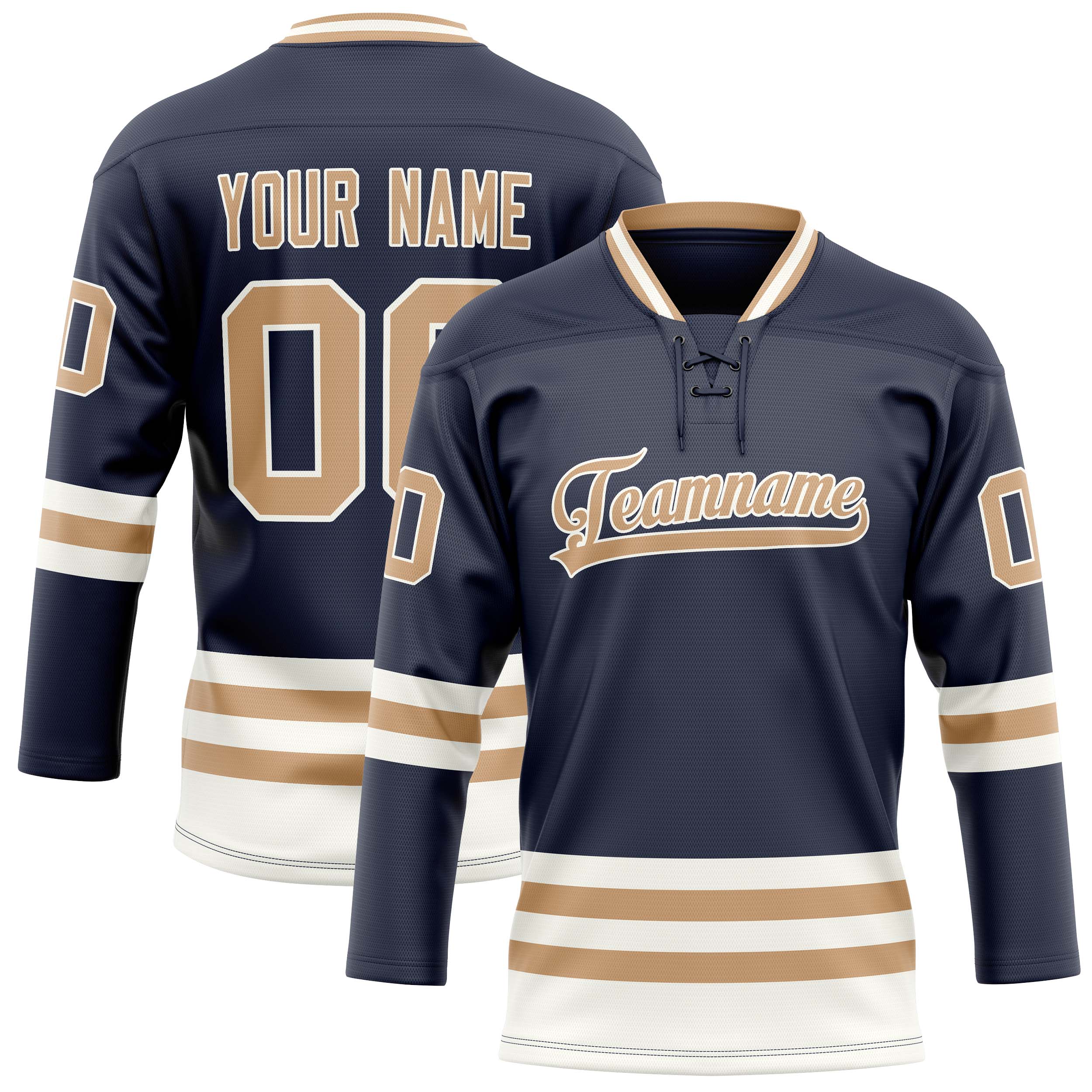 Custom Navy Brown Solid Colour Hockey Jersey