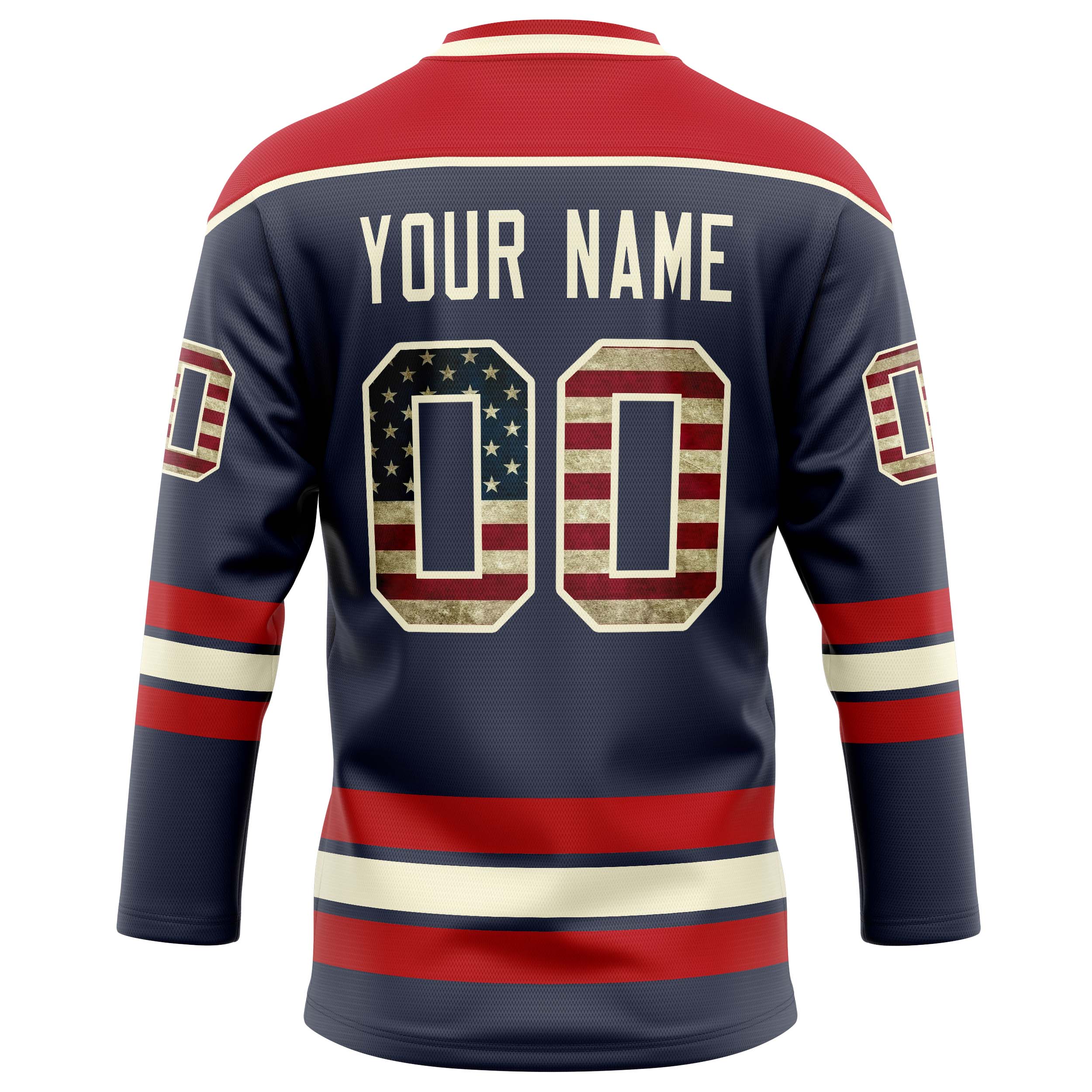 Custom Navy Red Solid Colour Hockey Jersey