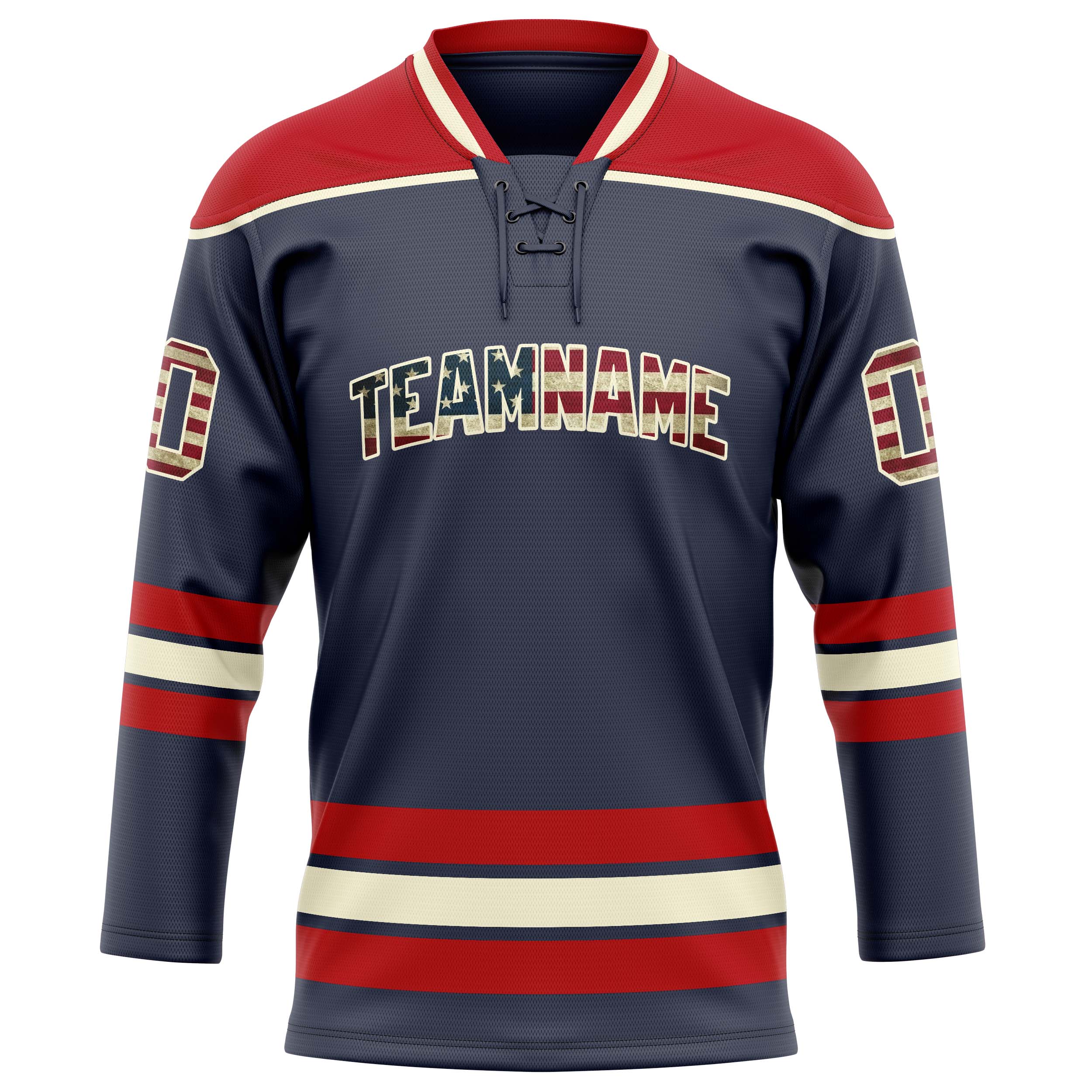 Custom Navy Red Solid Colour Hockey Jersey