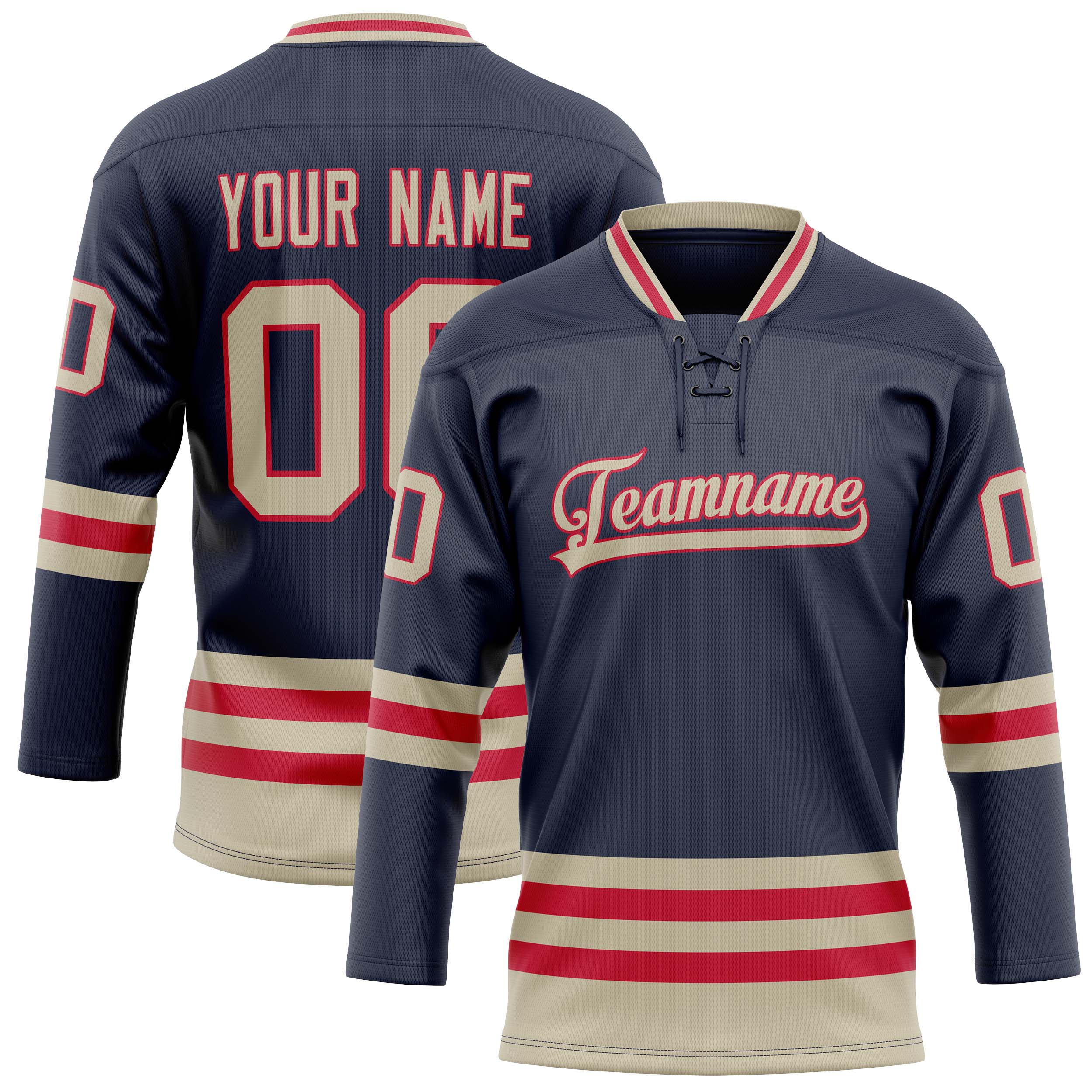 Custom Navy Cream Solid Colour Hockey Jersey