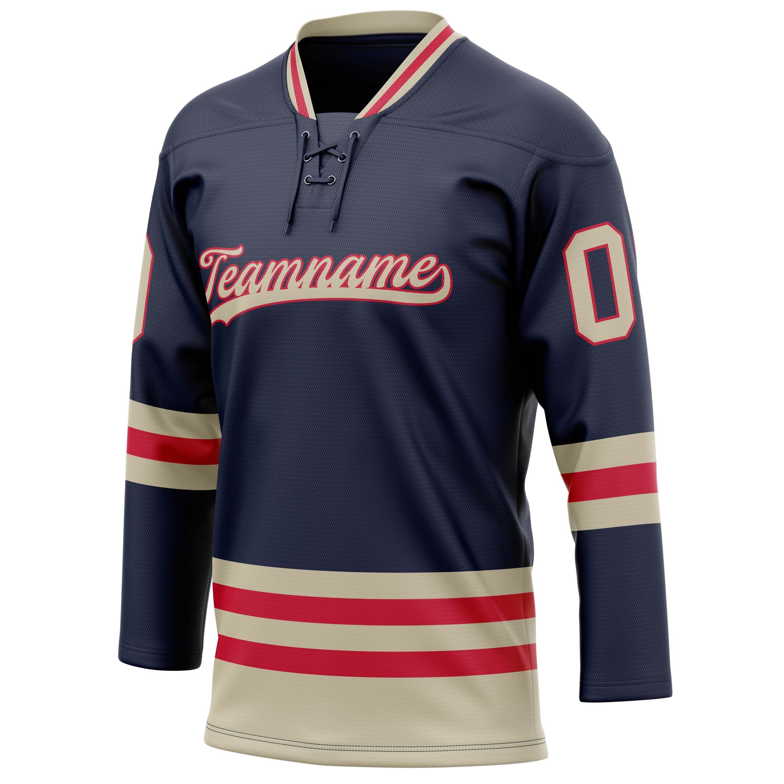 Custom Navy Cream Solid Colour Hockey Jersey