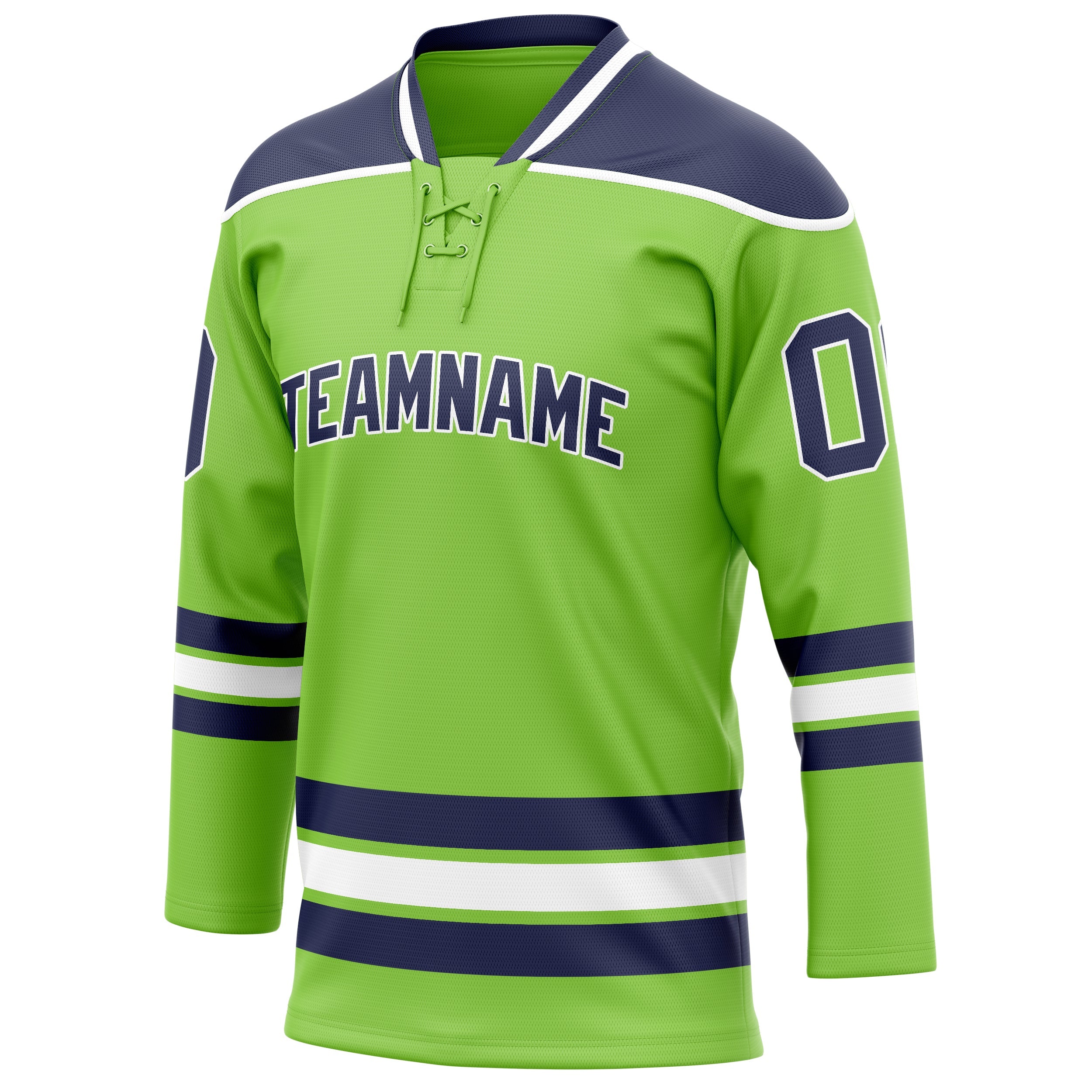 Custom Neon Green Navy Solid Colour Hockey Jersey