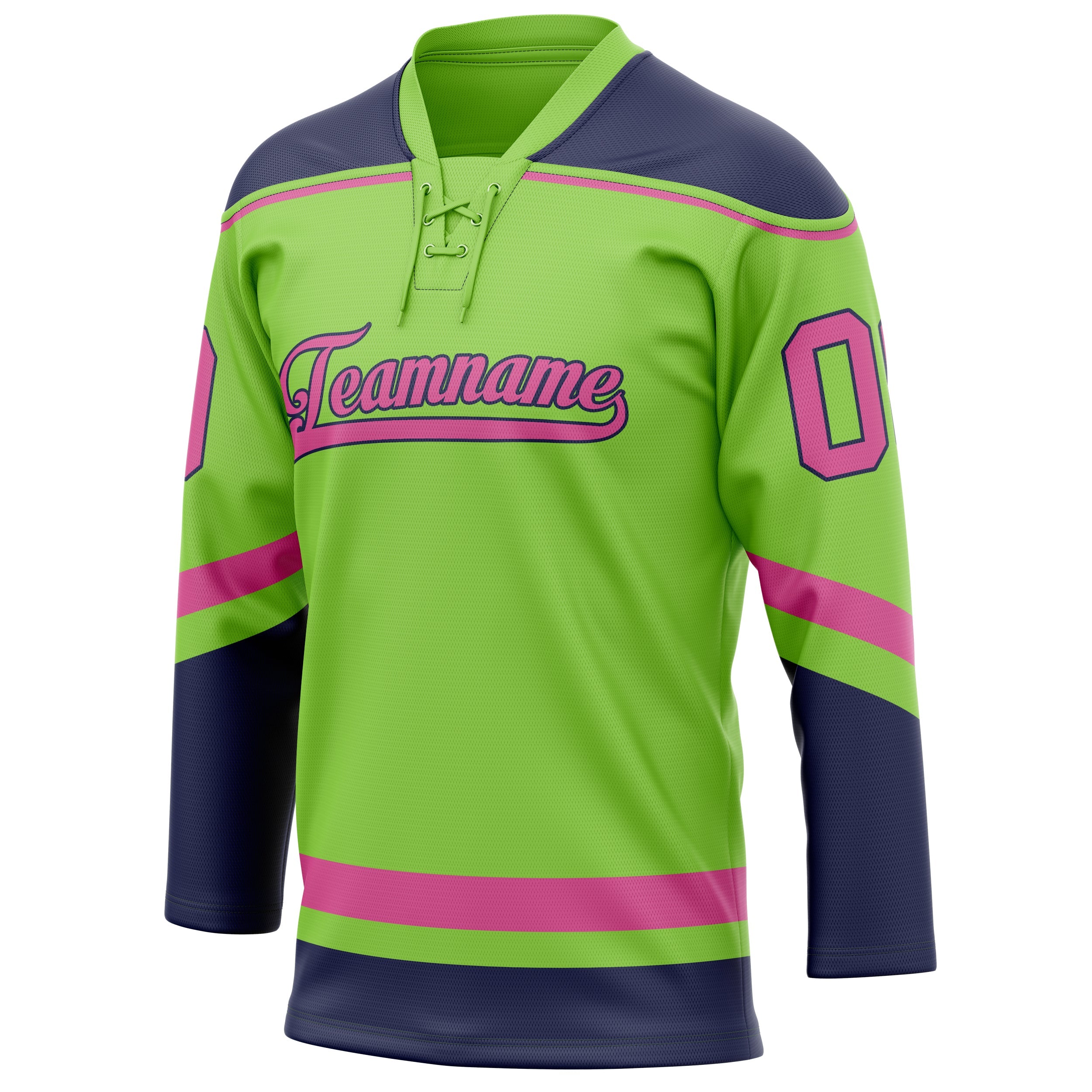 Custom Neon Green Pink Solid Colour Hockey Jersey