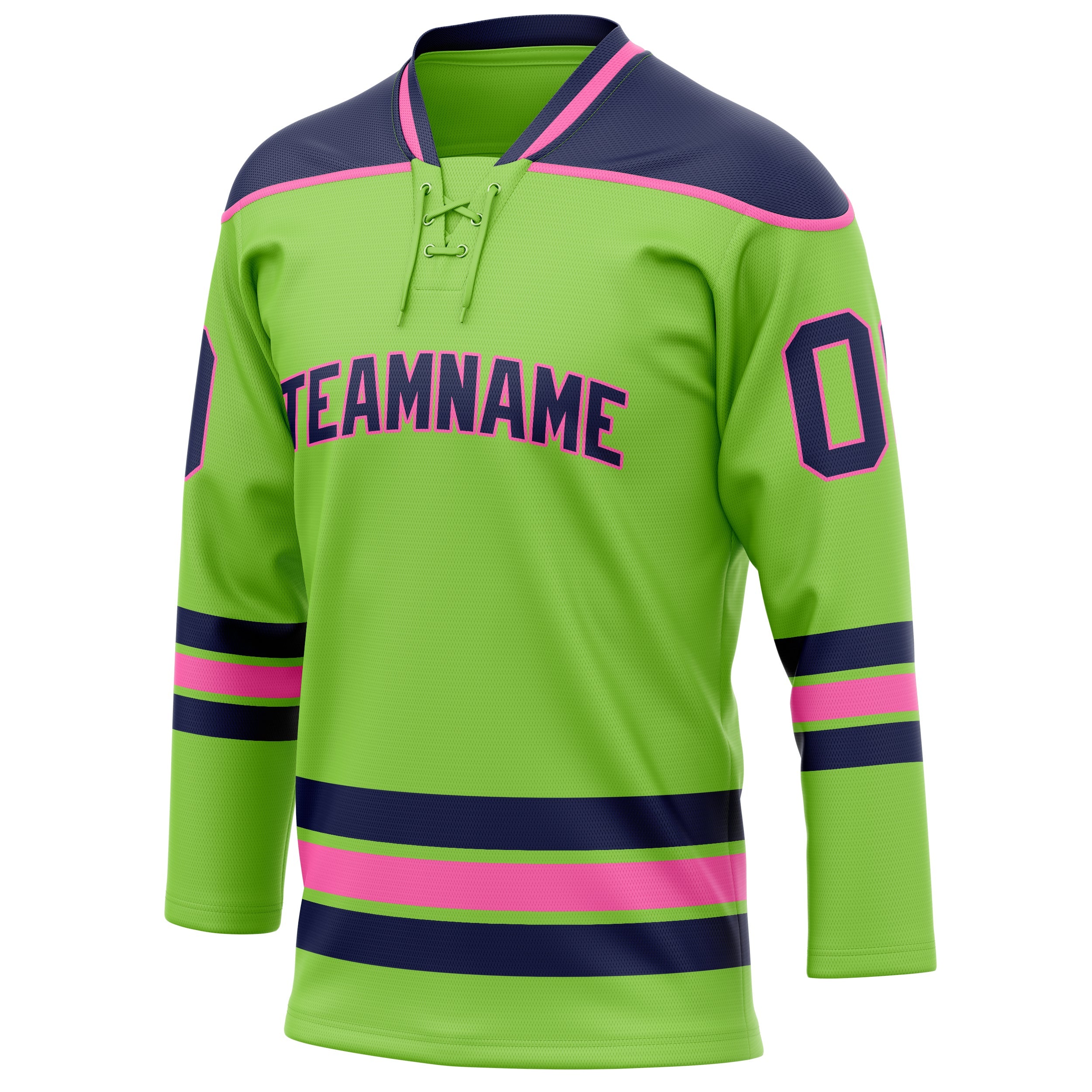 Custom Neon Green Navy Solid Colour Hockey Jersey