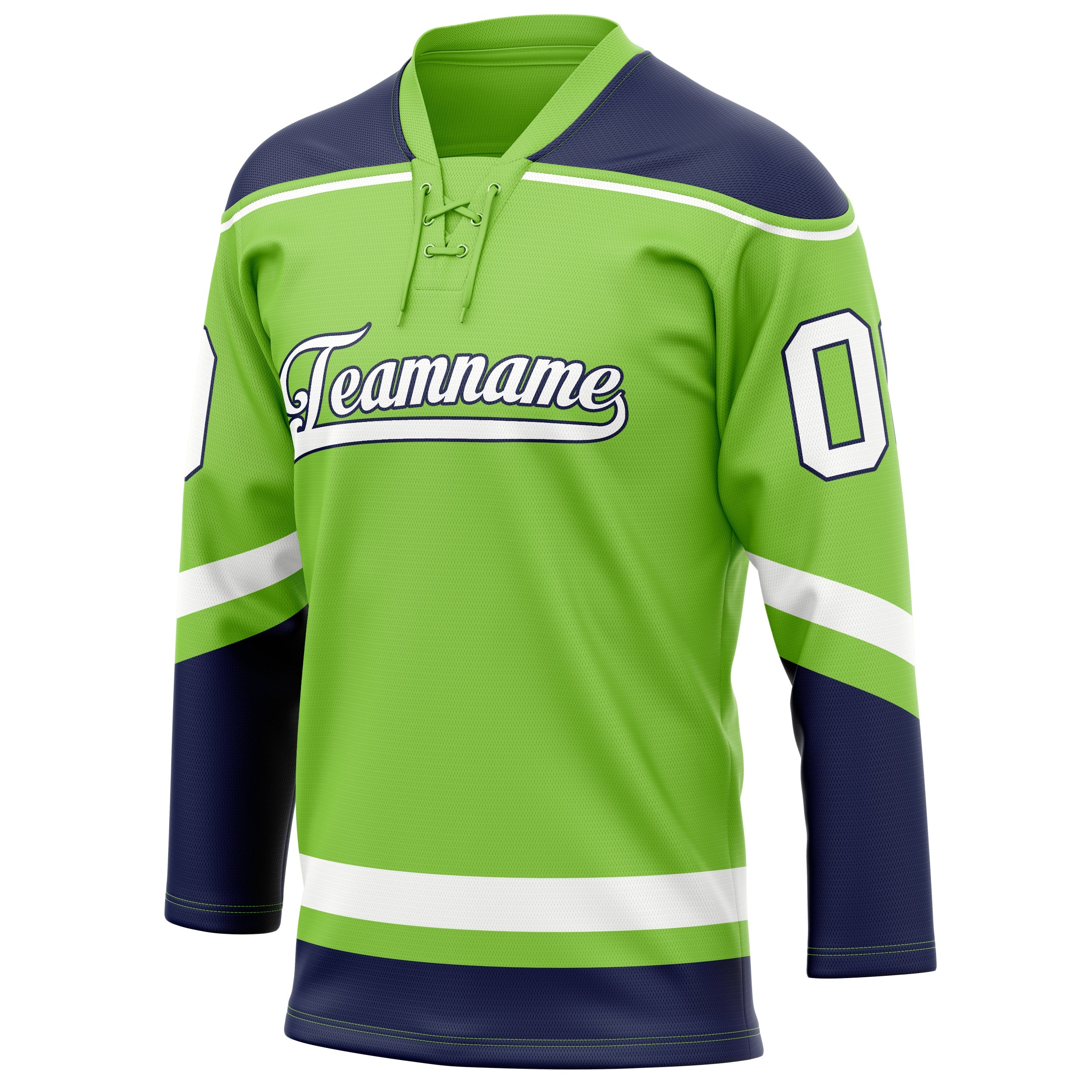 Custom Neon Green White Solid Colour Hockey Jersey