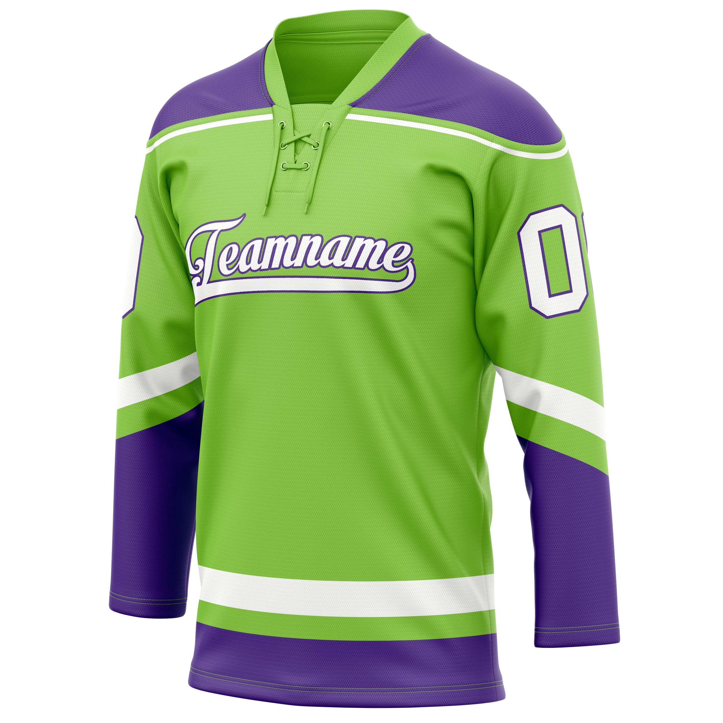 Custom Neon Green Purple Solid Colour Hockey Jersey